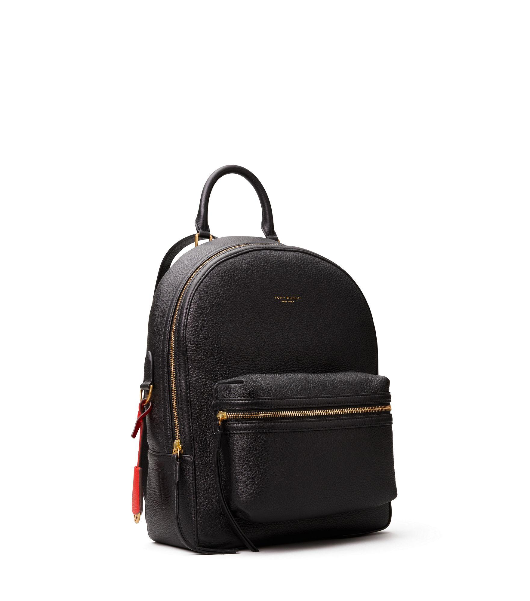 tory burch black leather backpack