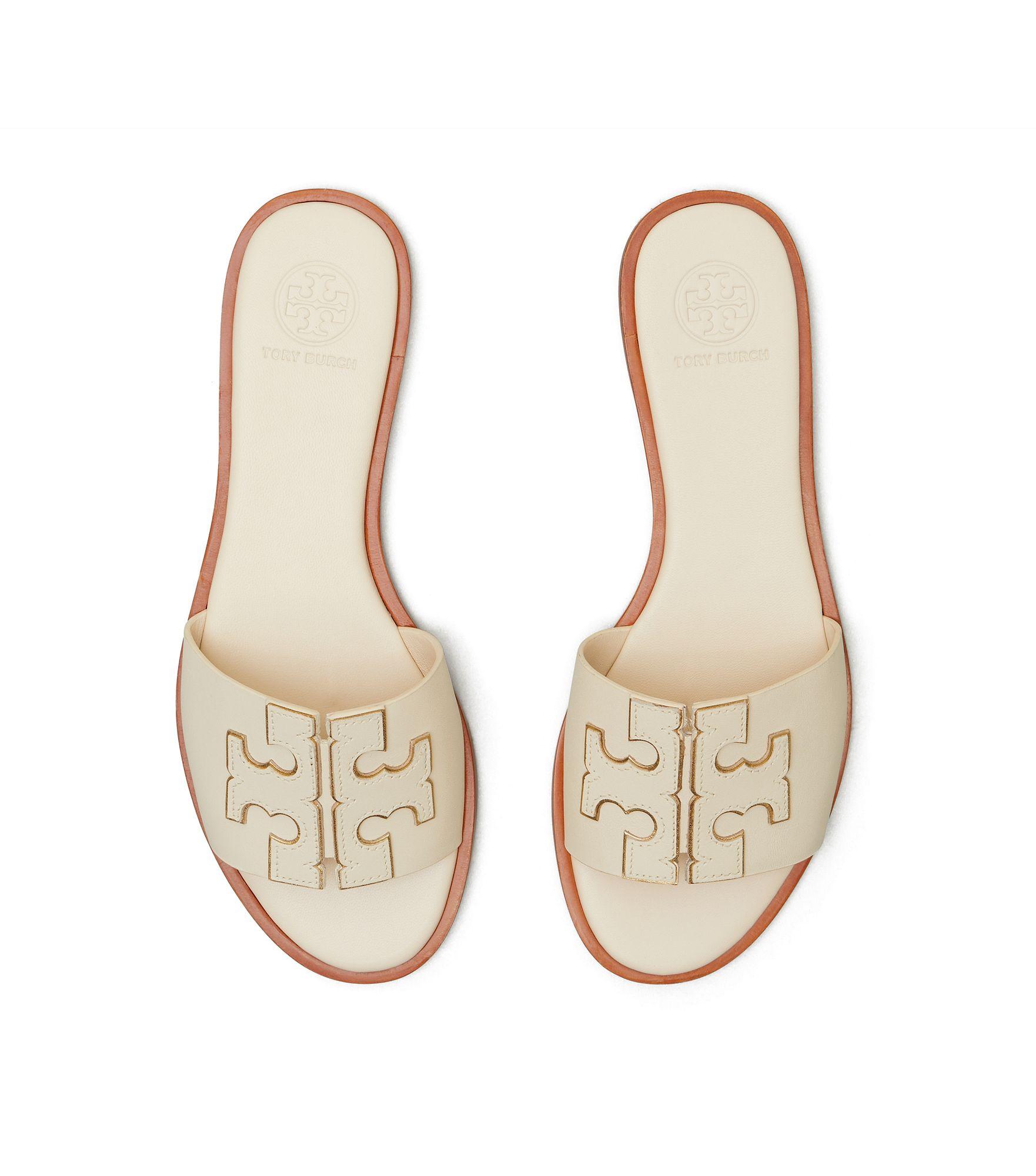 Cream Logo Sandals