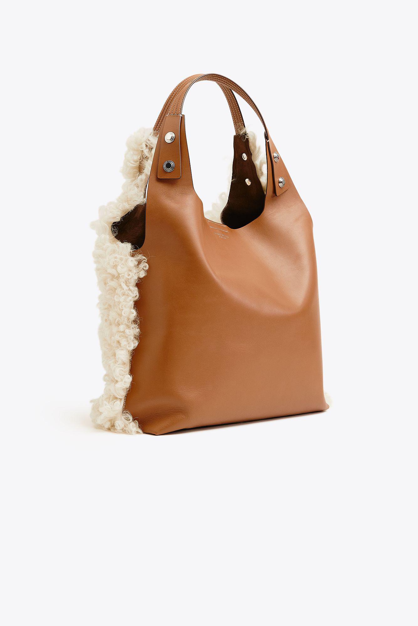 rory shearling mini tote