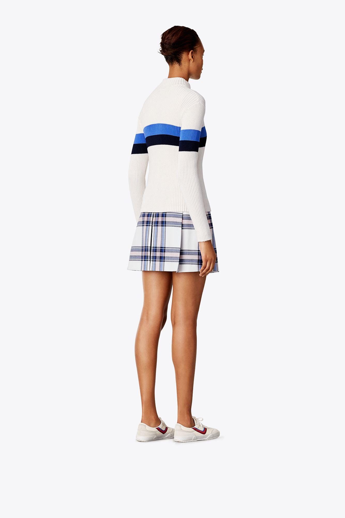 Tory Sport Wool Performance Plaid Golf Skirt in White - Lyst