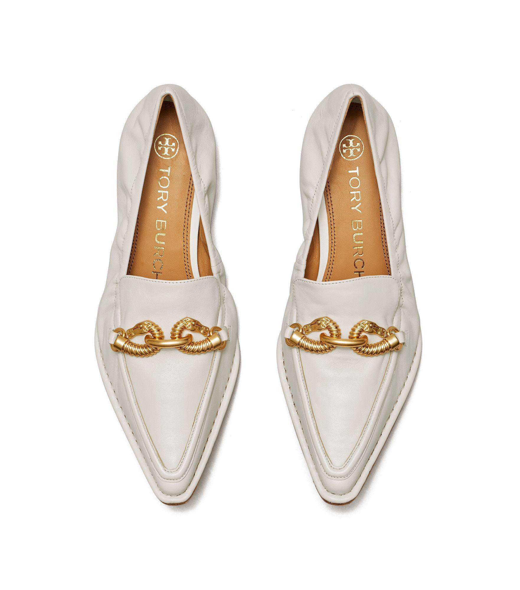 Tory Burch Jessa Pointytoe Loafer in White Lyst
