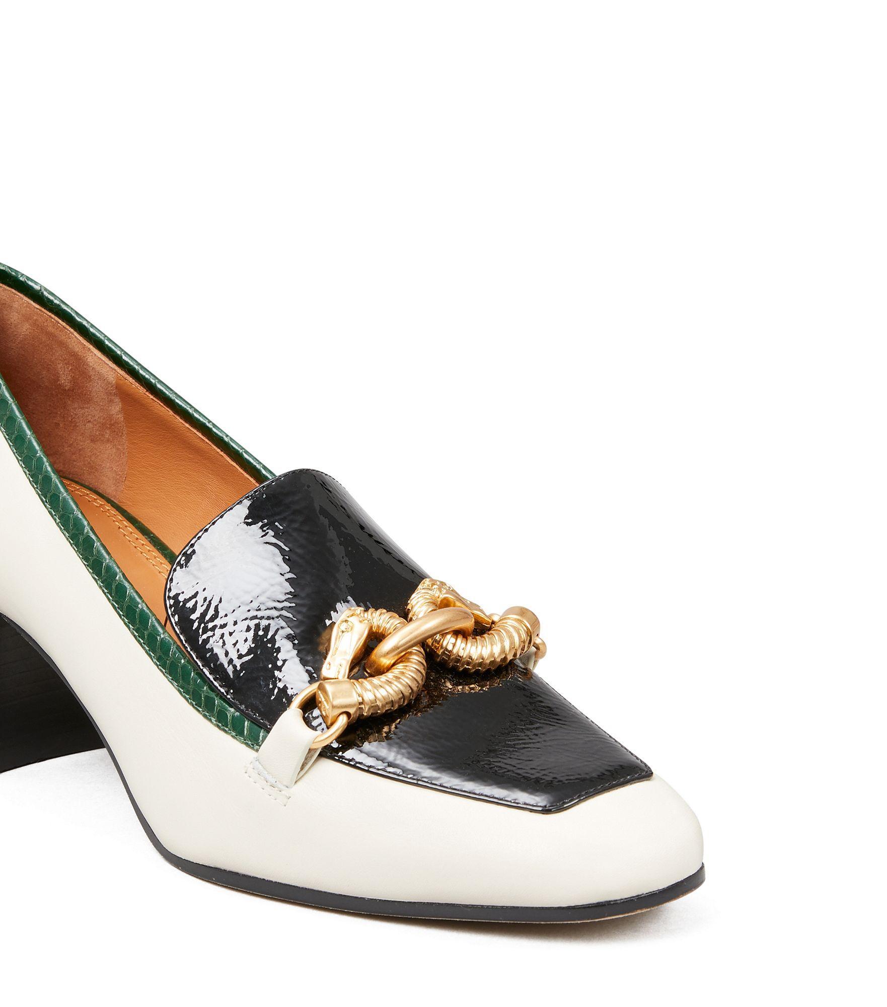 Tory Burch Leather Jessa Patent Mid-heel Pump in Black | Lyst