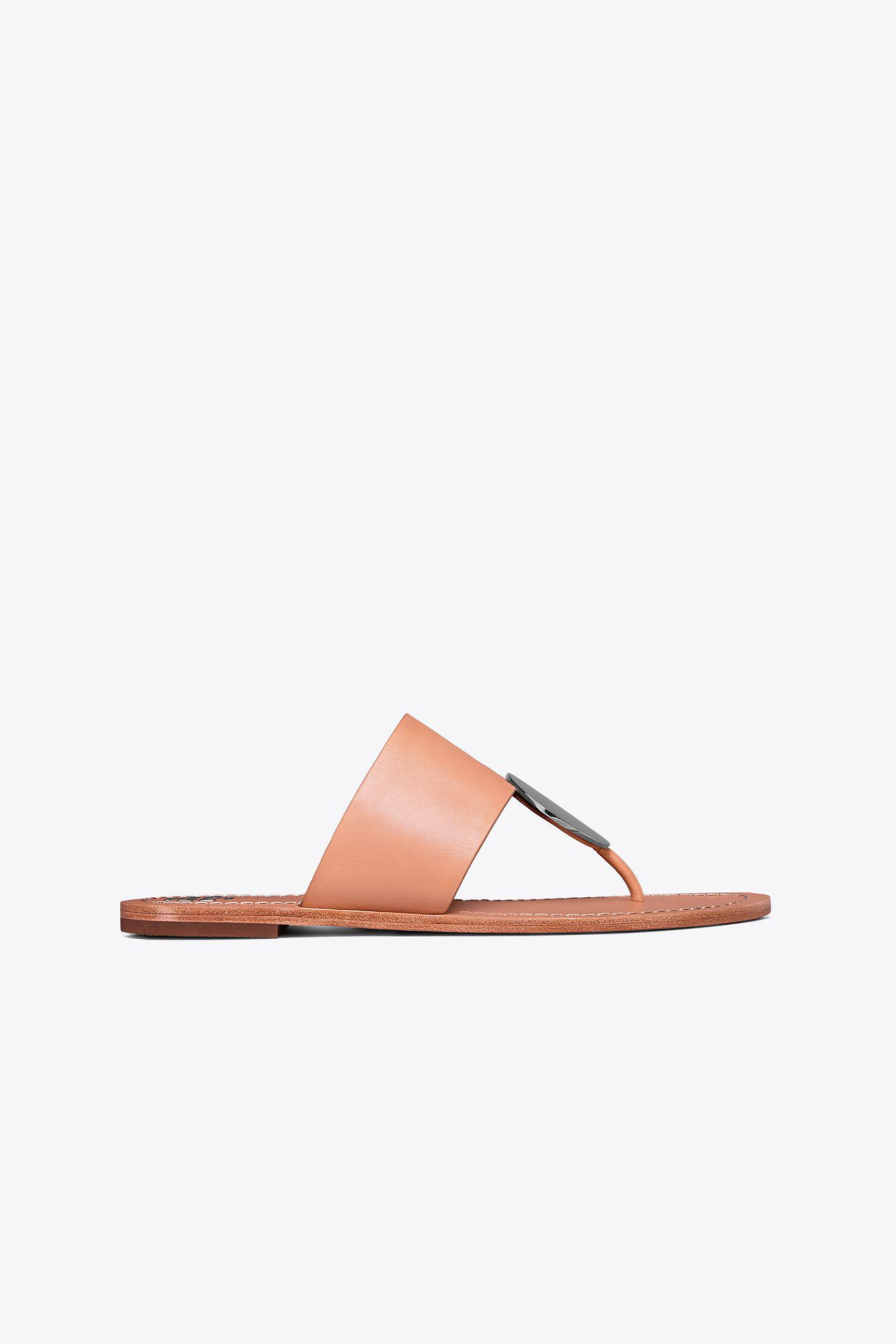 tory burch patos flat jeweled disk sandals