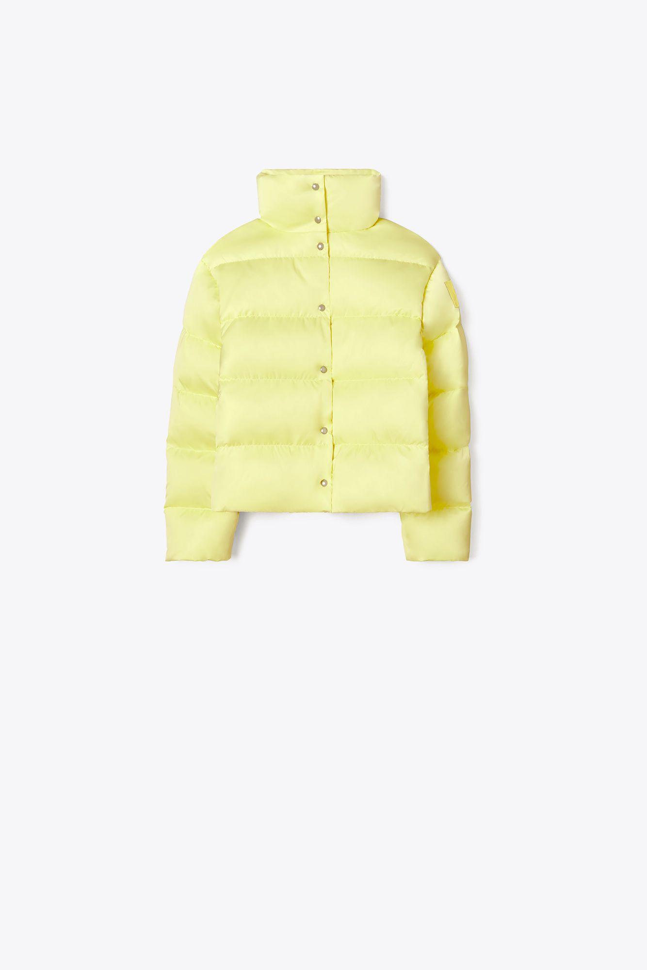Tory Burch Performance Satin Down Jacket in Yellow | Lyst