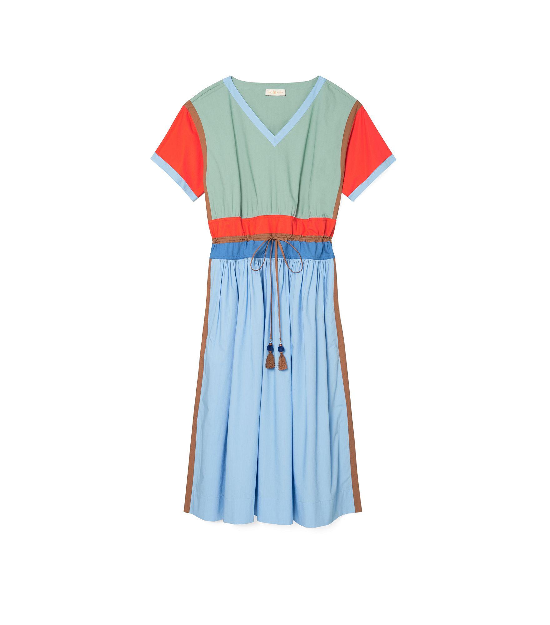 Tory Burch Color-block Poplin Dress in Blue | Lyst UK