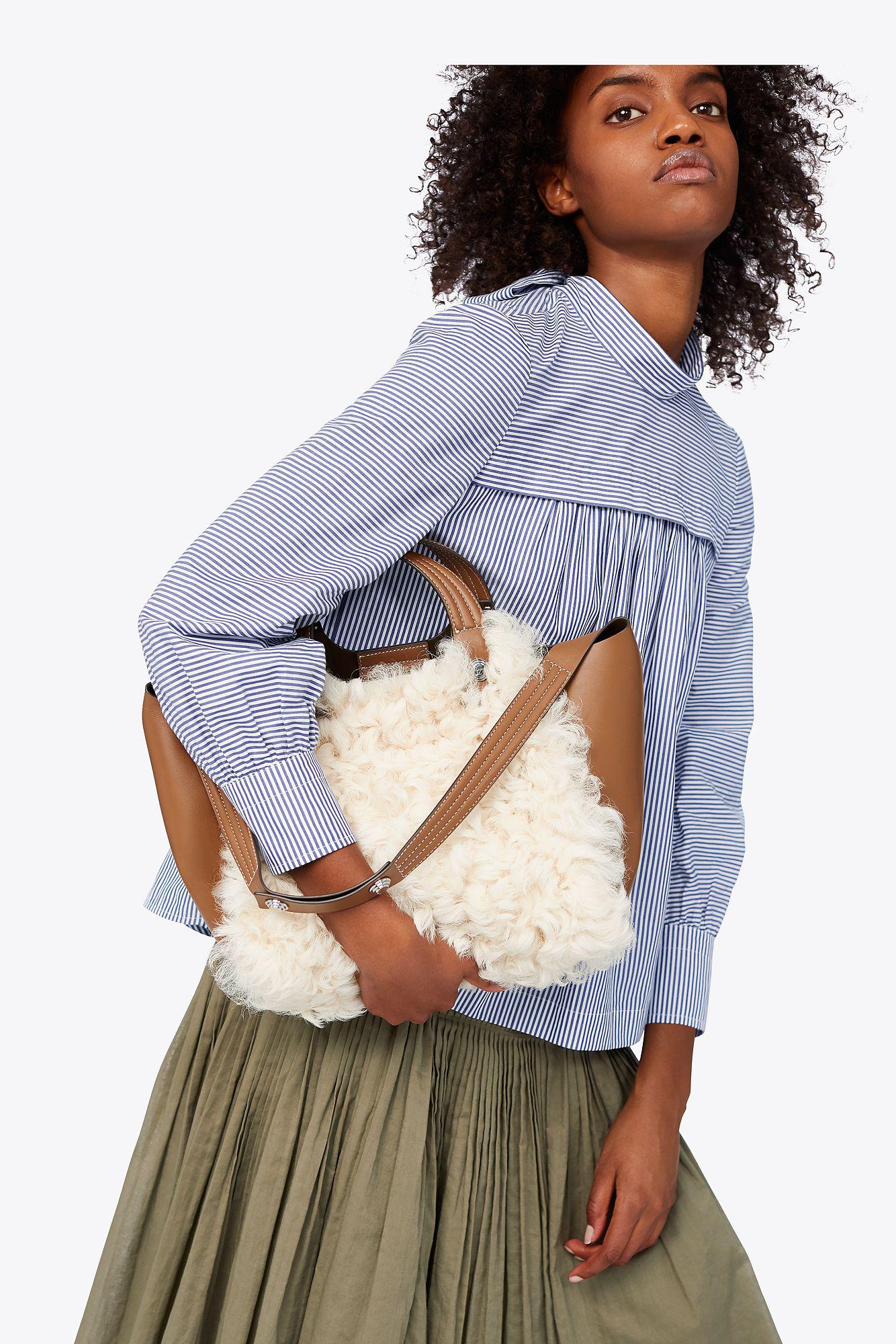 rory shearling mini tote