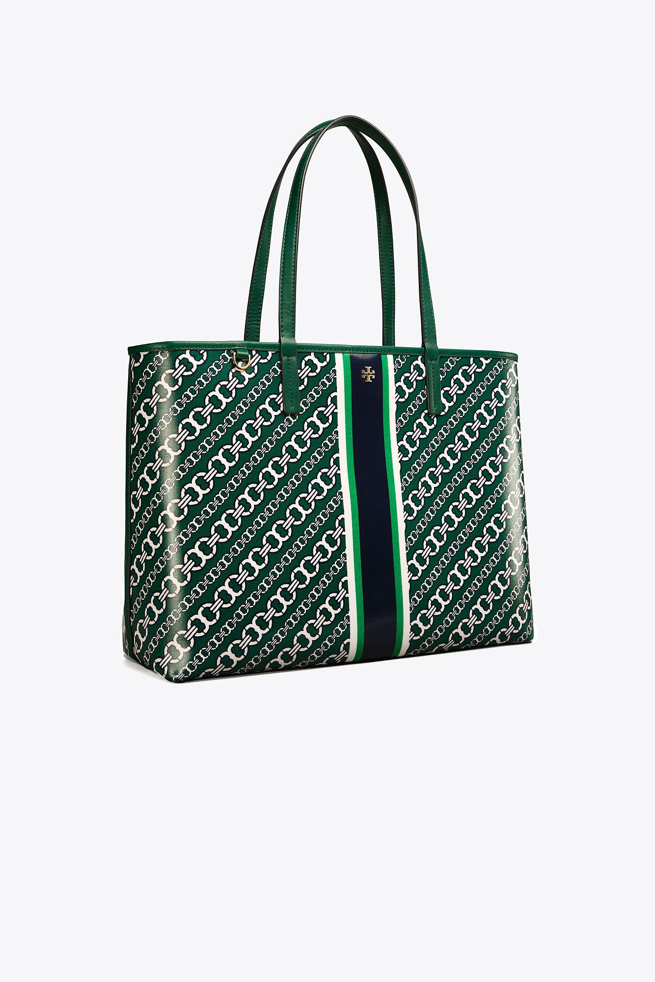 Tory Burch Green Coated Canvas Small Gemini Link Tote Tory Burch | The  Luxury Closet