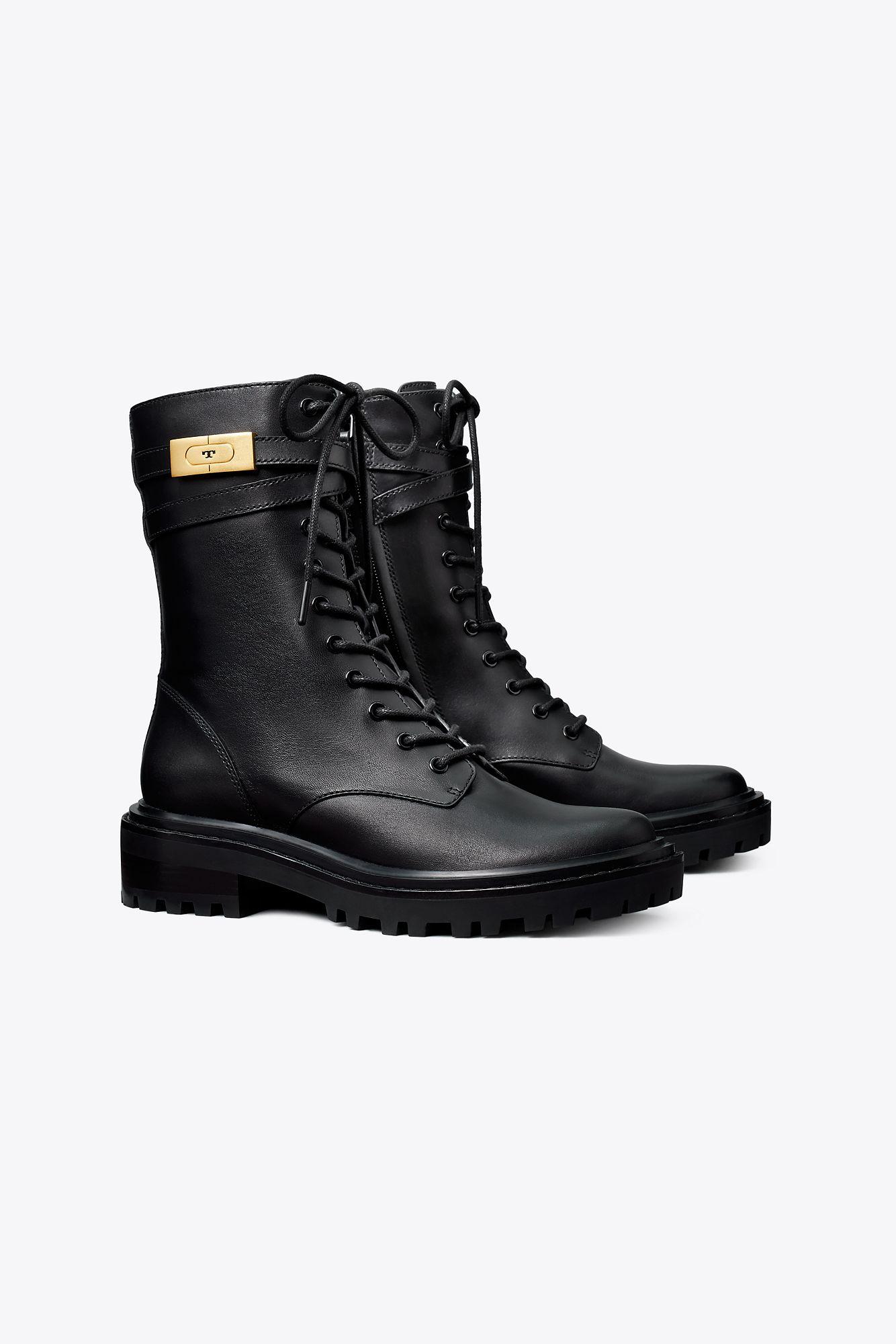 TORY BURCH BROOME BLACK COMBAT BOOTS Size: 6 