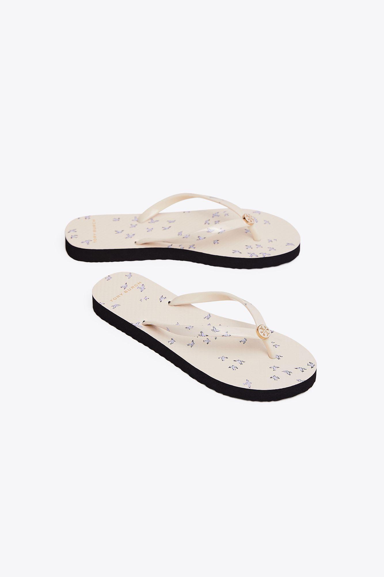tory burch white rubber flip flops