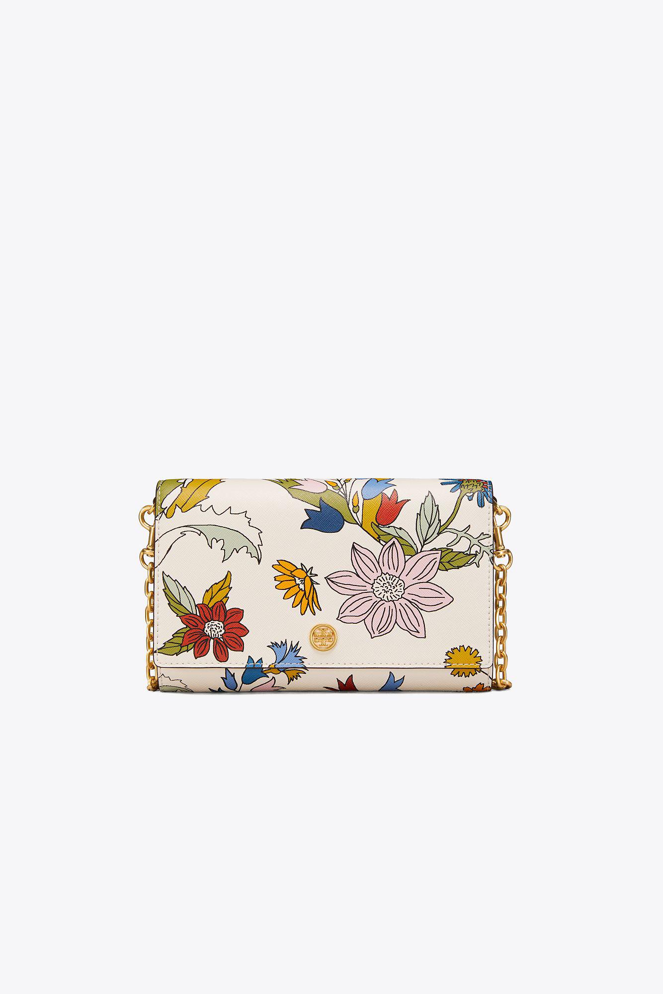 Tory+Burch+Mixed+Floral+Afternoon+Tea+Handkerchief+Print+Kira+Chain+Wallet+Bag  for sale online