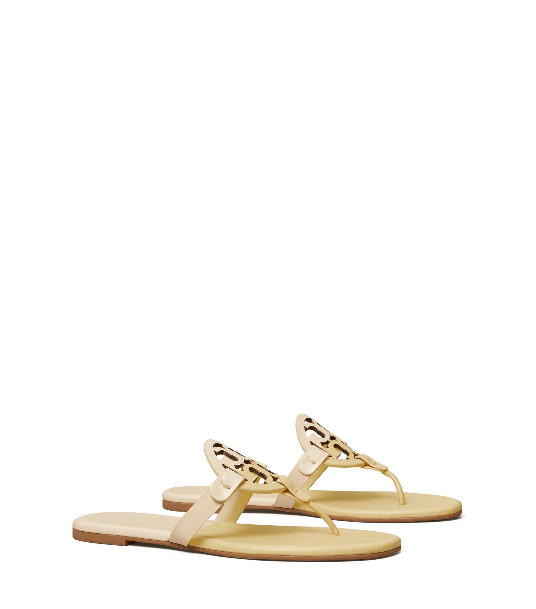 Tory Burch Miller Soft Sandal, Bicolor Leather in Natural | Lyst Tory Burch Miller Soft Sandal, Bicolor Leather in Natural | Lyst