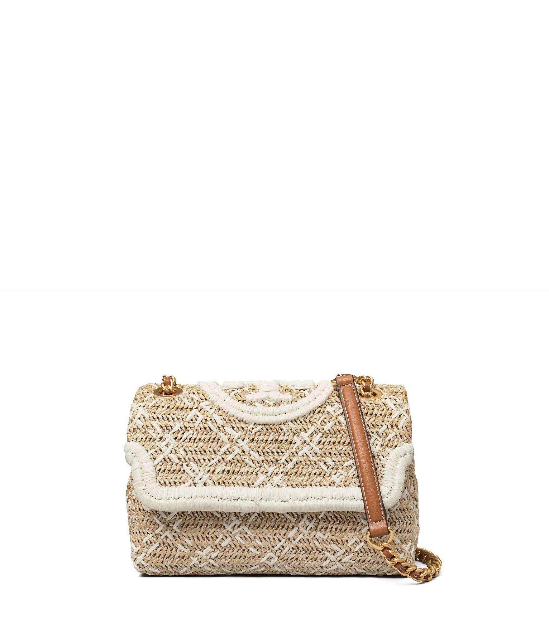Tory Burch Fleming Soft Straw Small Convertible Shoulder Bag in Natural ...