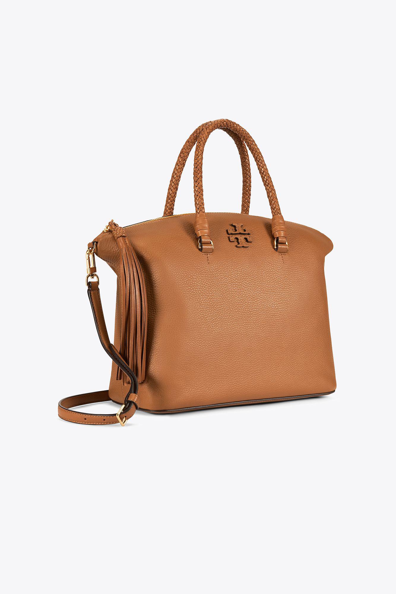 Tory Burch Taylor Leather Satchel in Brown | Lyst