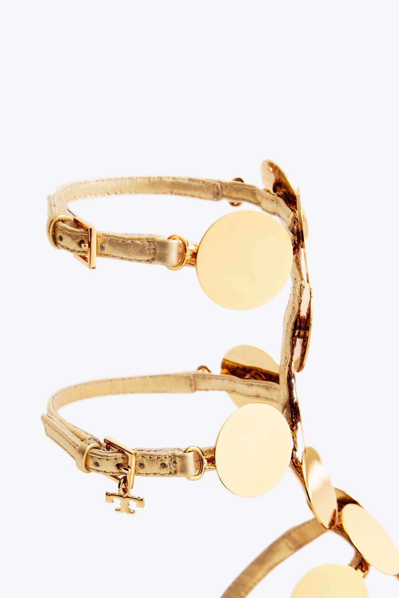 patos metallic disk gladiator sandal