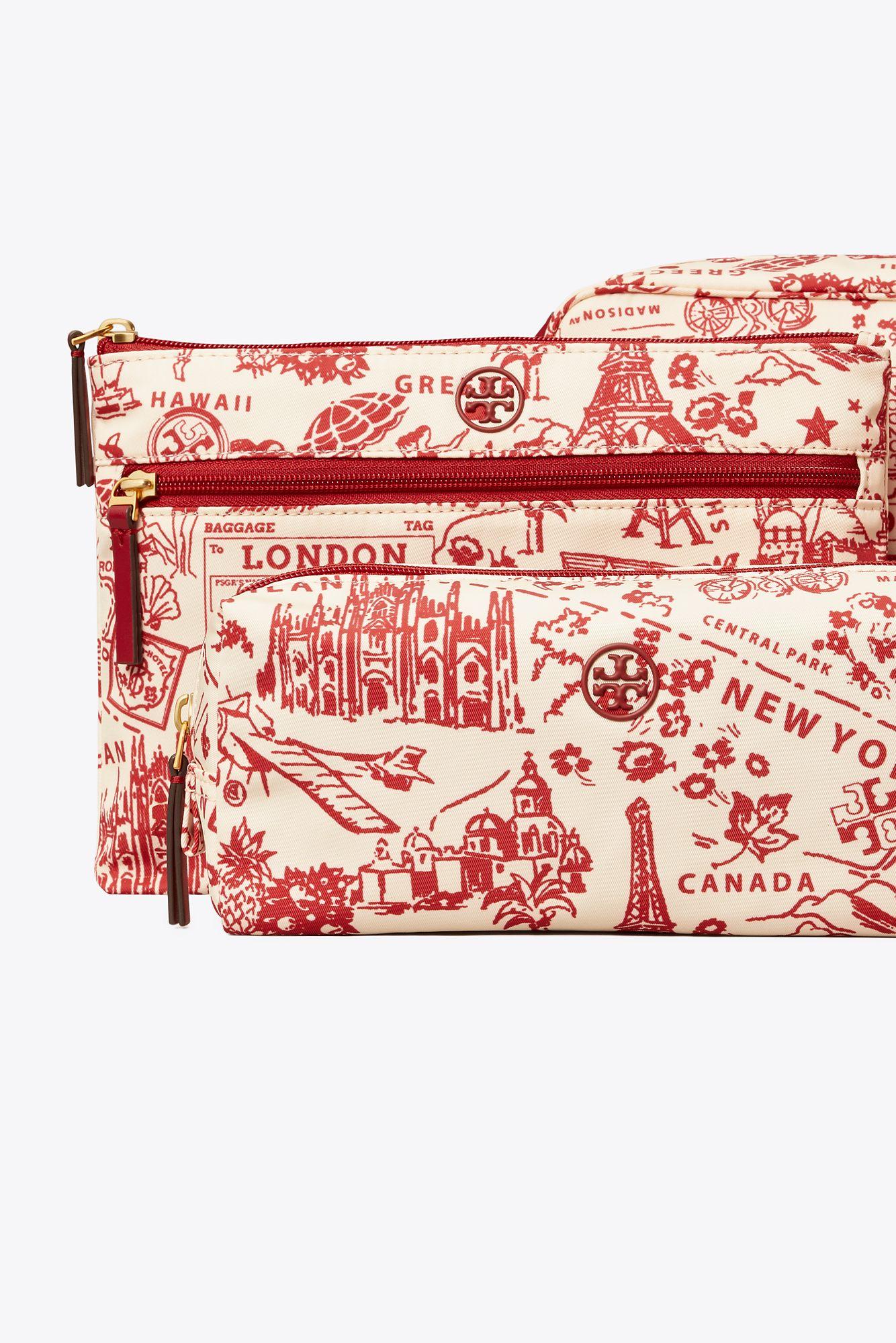 Tory Burch Perry Nylon Printed Cosmetic Set in Red | Lyst