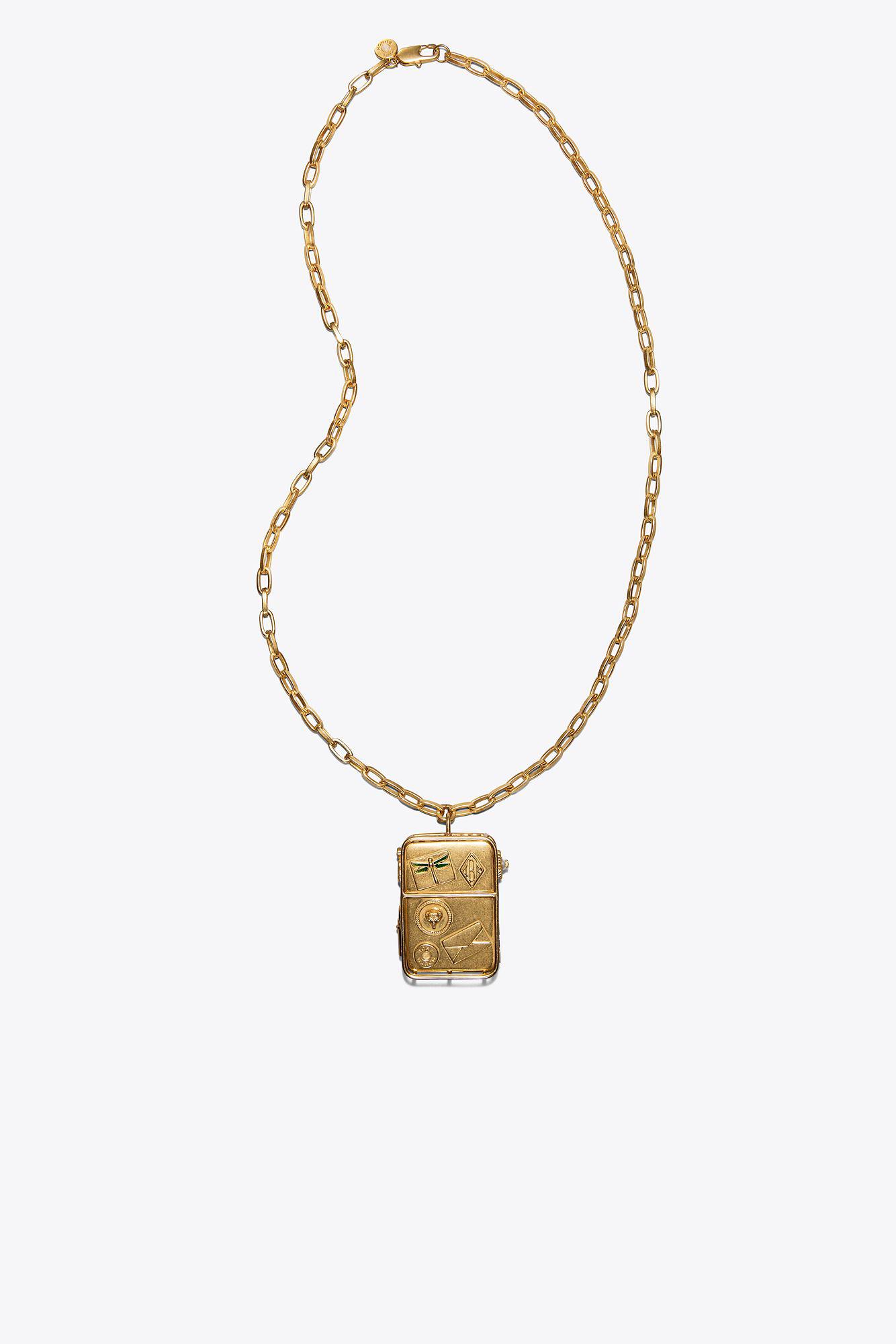 Tory Burch Icon Pendant Necklace in Metallic | Lyst