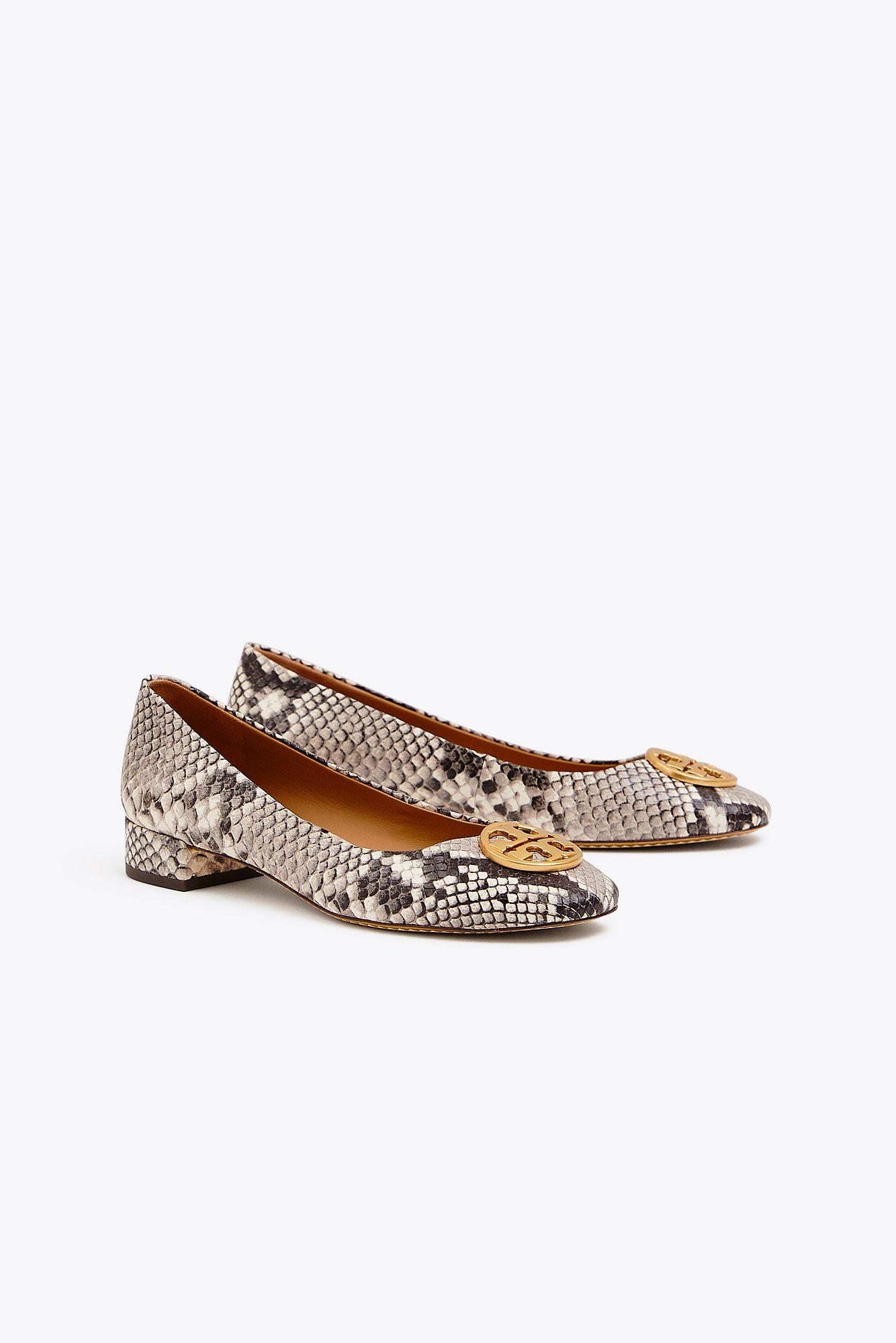 chelsea embossed heeled ballet flat
