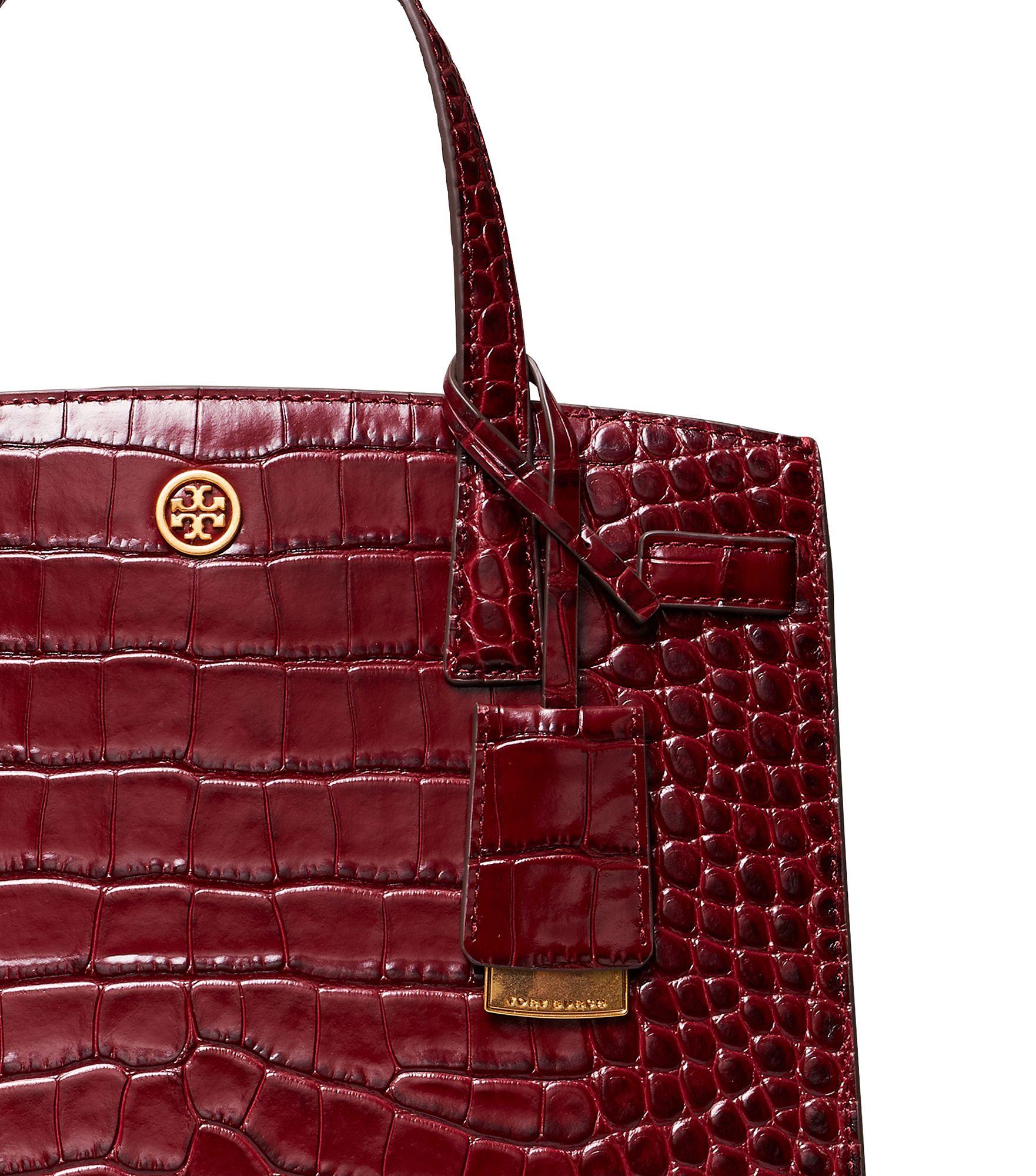 Tory Burch Leather Walker Embossed Small Satchel in Claret (Red) Lyst