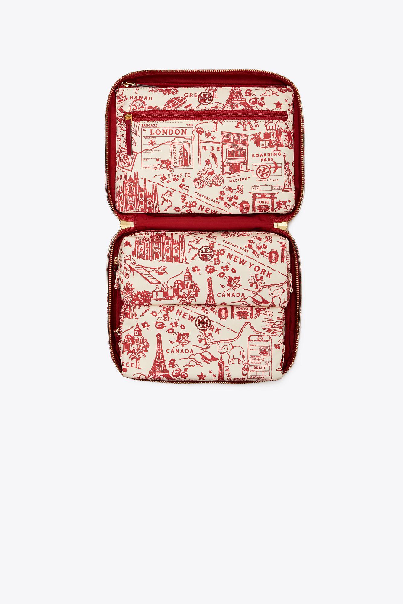 Tory Burch Perry Nylon Printed Cosmetic Set in Red | Lyst