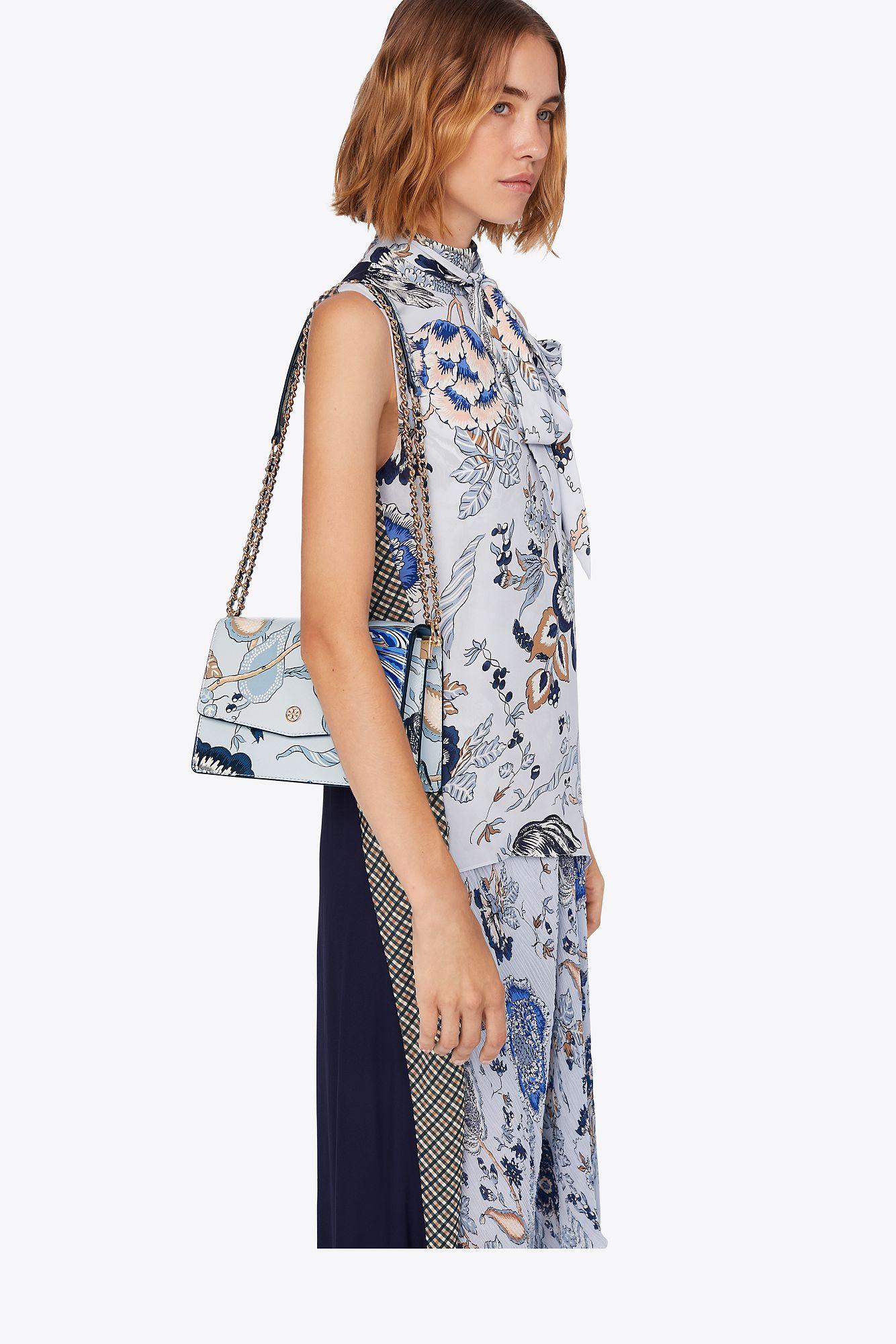 Tory Burch Leather Robinson Floral Convertible Shoulder | 485 