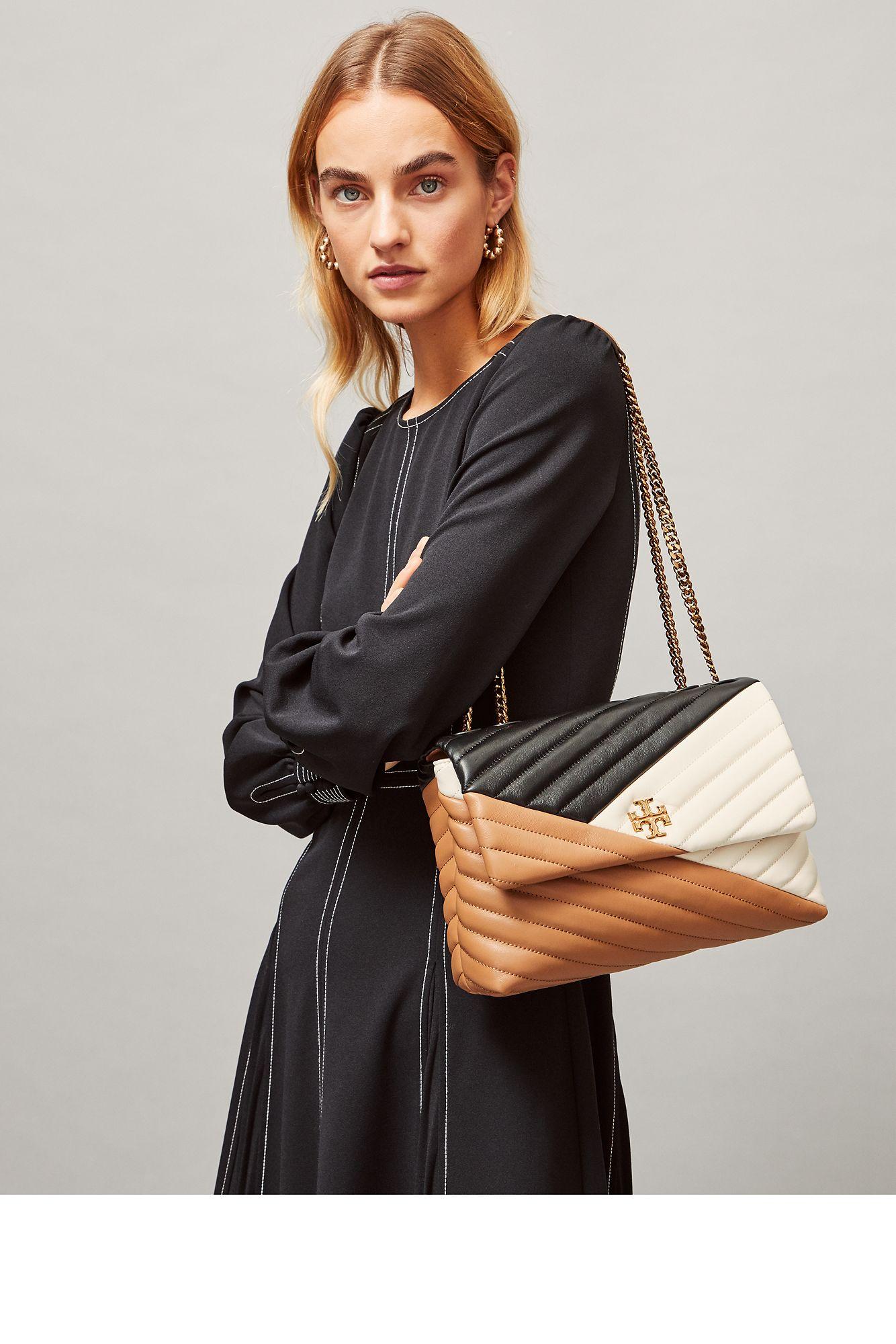Tory Burch Kira Chevron Color-block Convertible Shoulder Bag in Black | Lyst