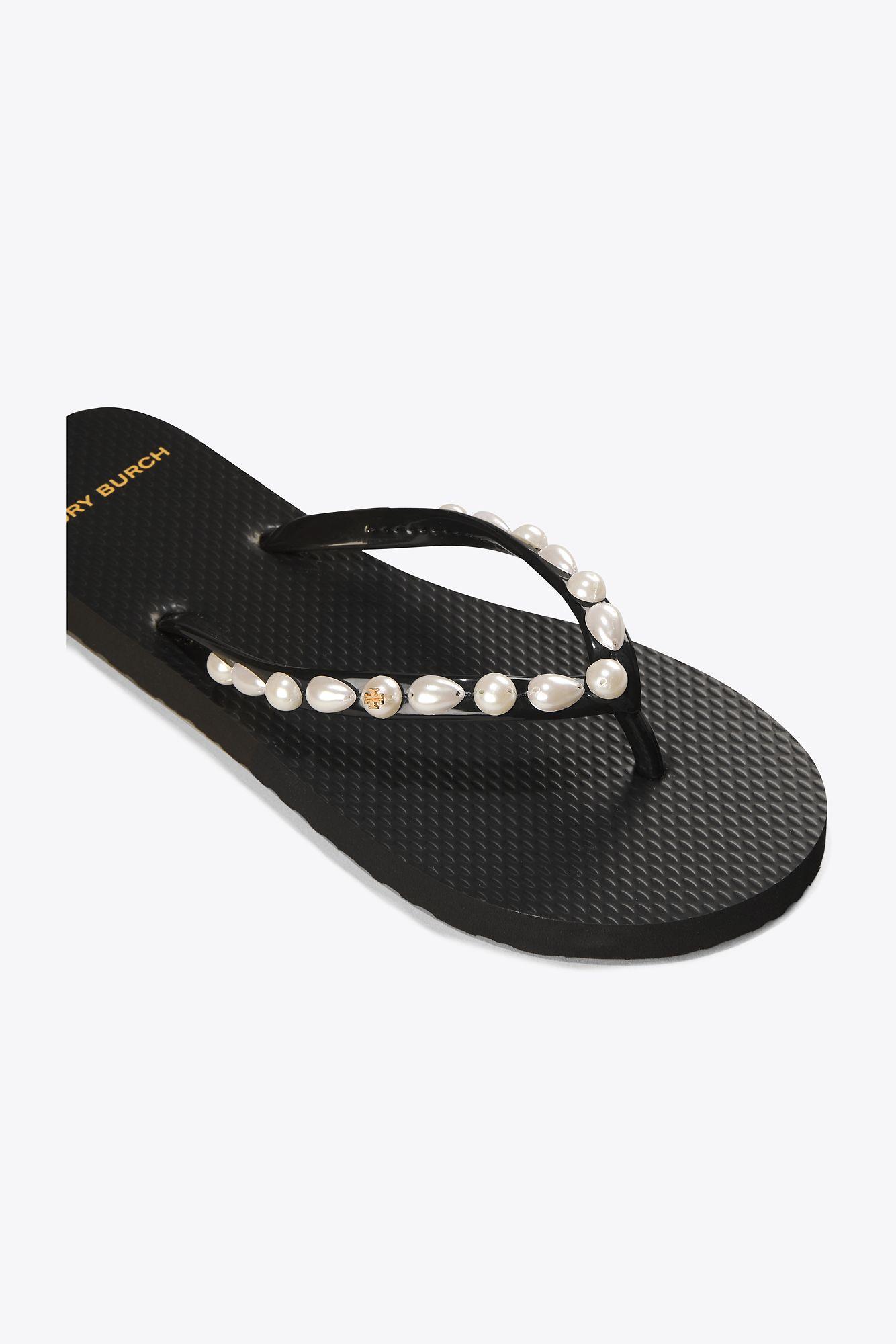 tory burch pearl flip flops