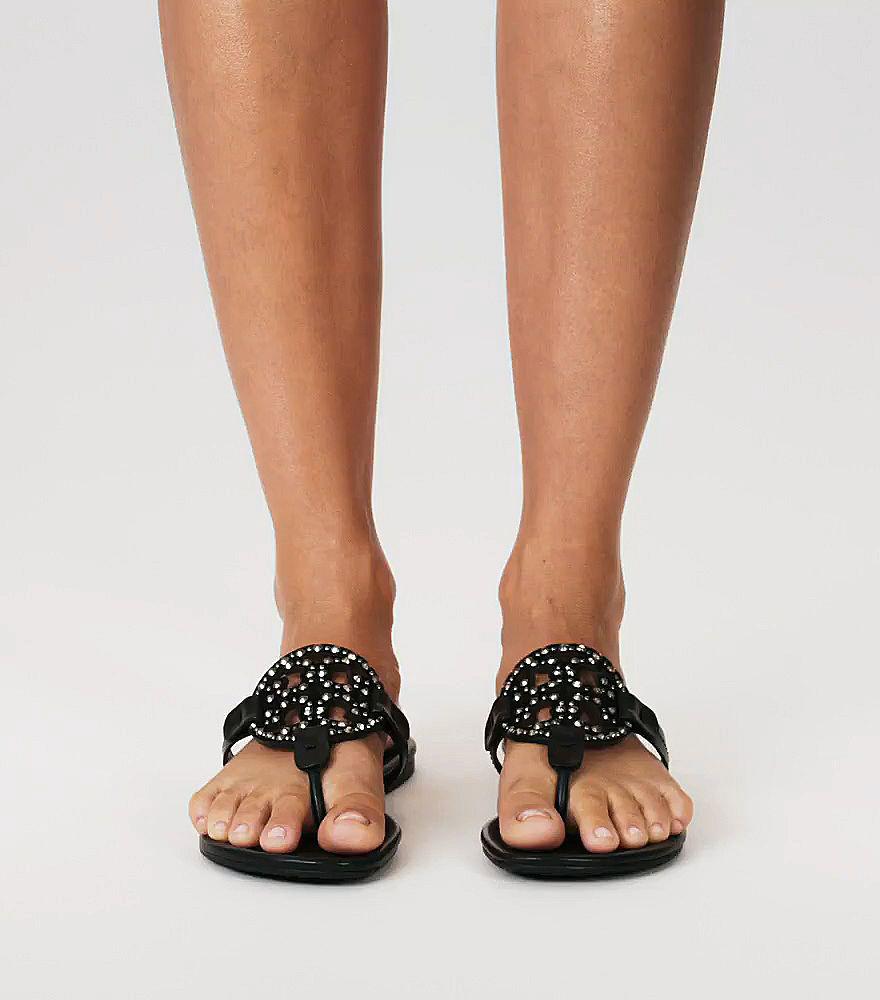 Tory Burch Miller Embellished Sandal in Black | Lyst