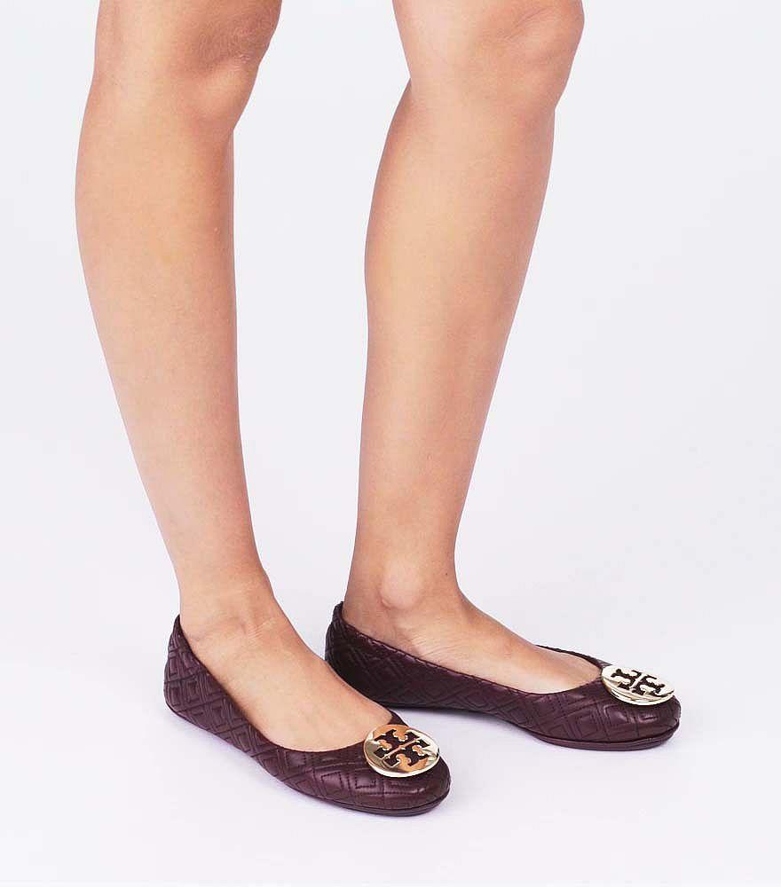 Tory Burch Ladies Minnie Burgundy Quilted Minnie Ballet Nap Flats | Lyst