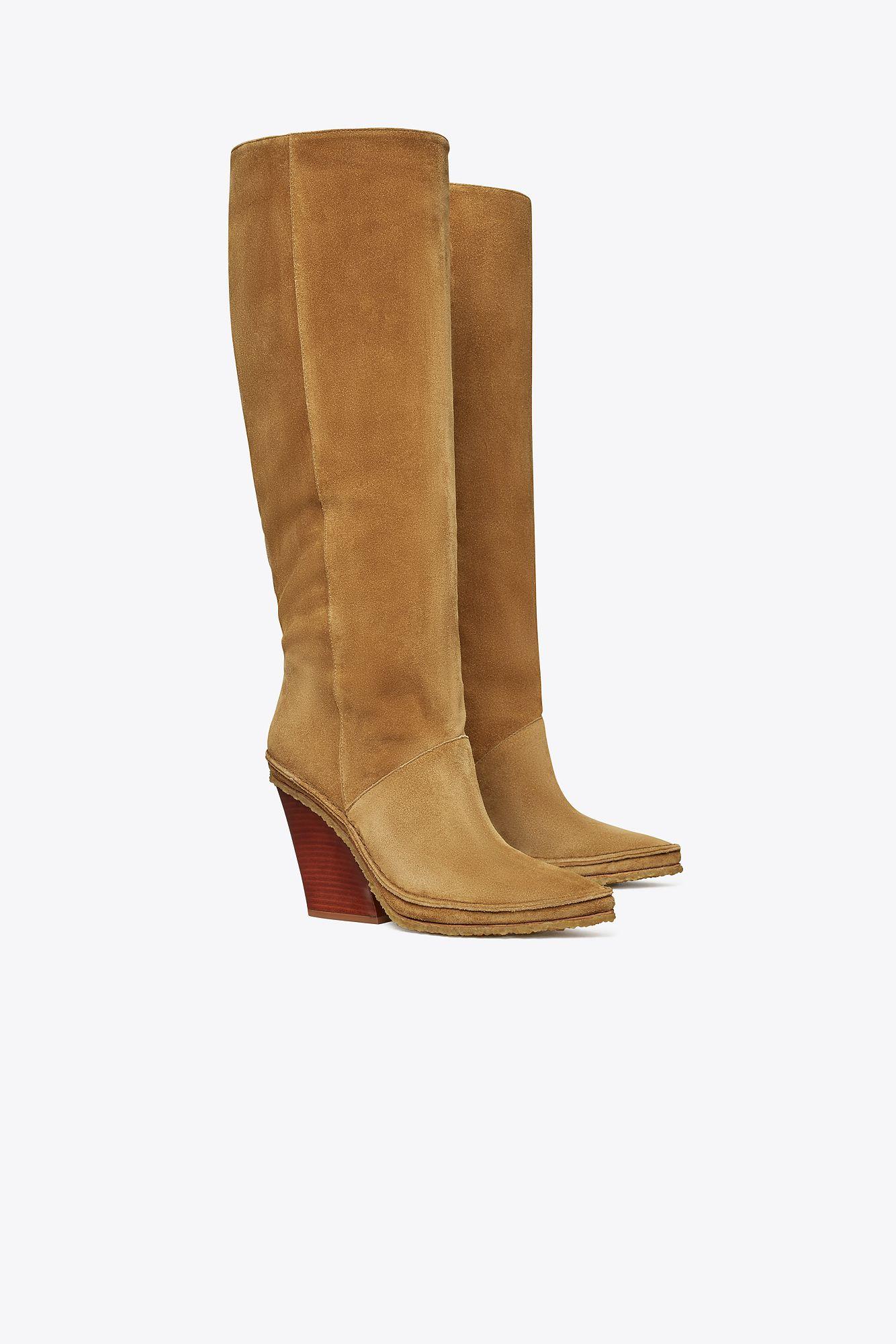 Tory Burch Lila Heeled Tall Boot in Brown | Lyst