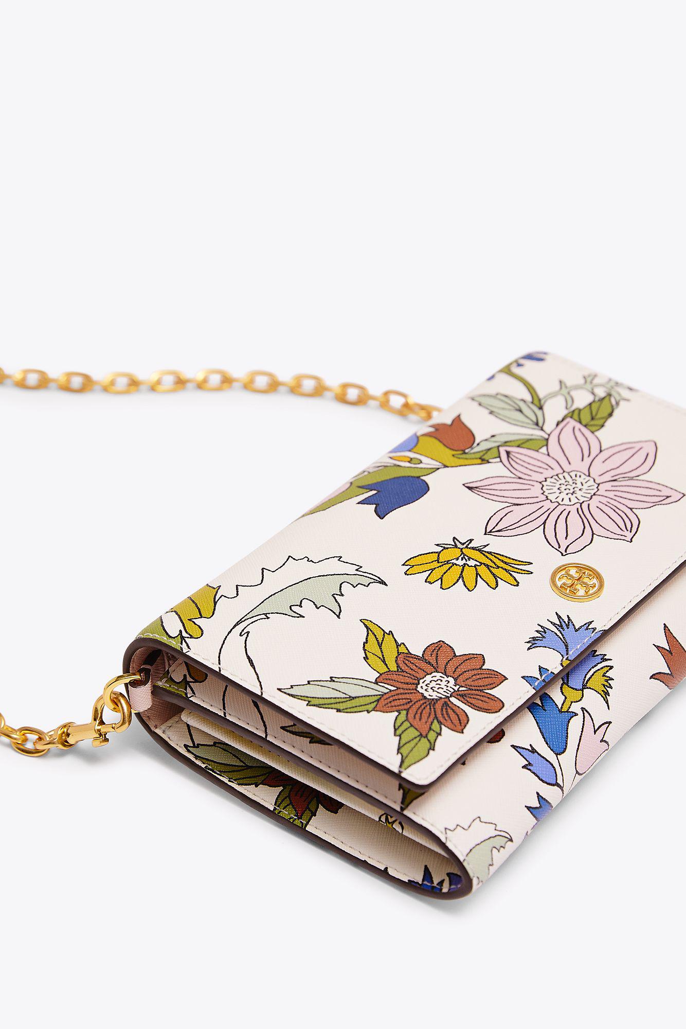 Tory Burch Robinson Floral Chain Wallet | Lyst