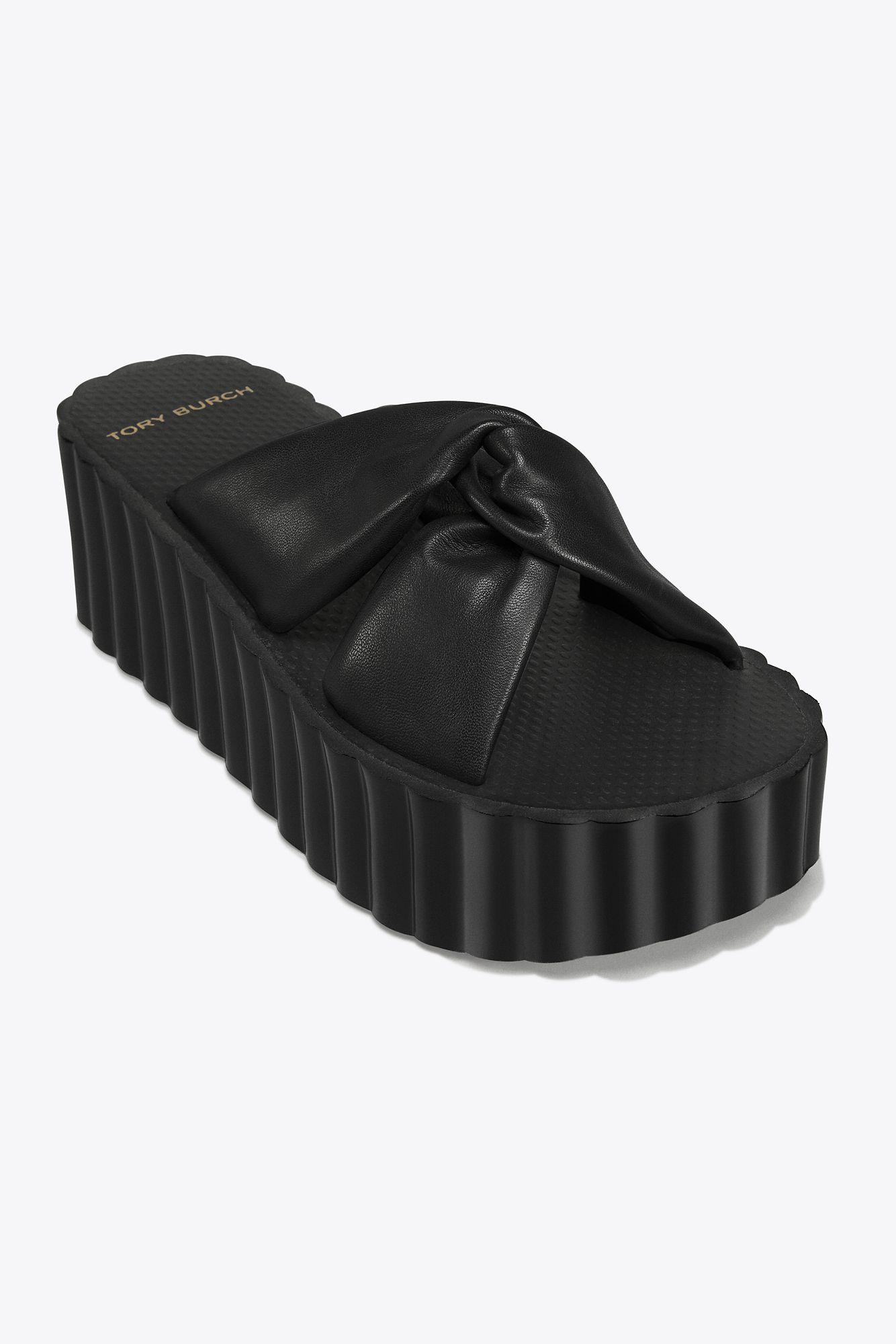 tory burch knotted scallop wedge slide