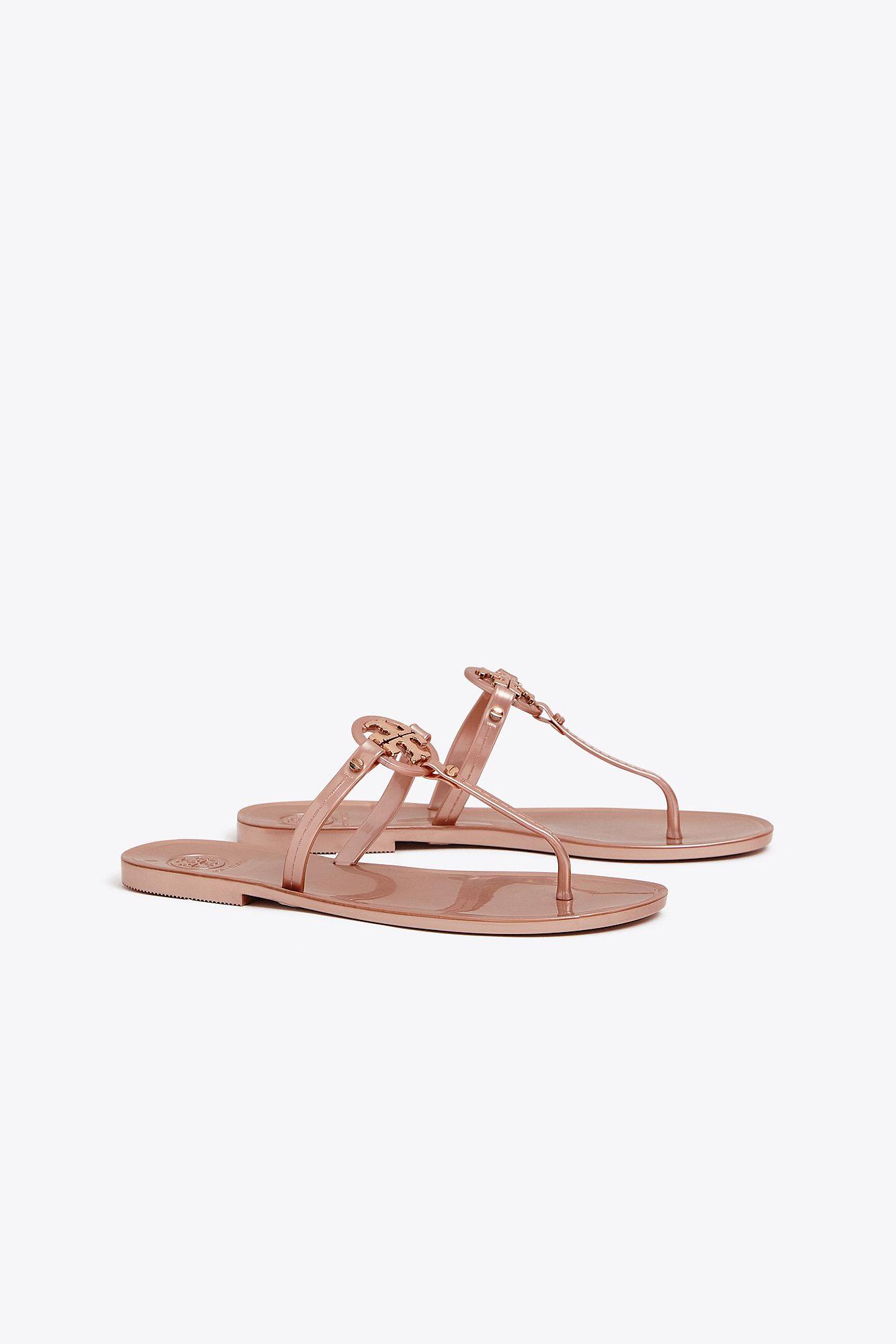 tory burch jelly sandals rose gold