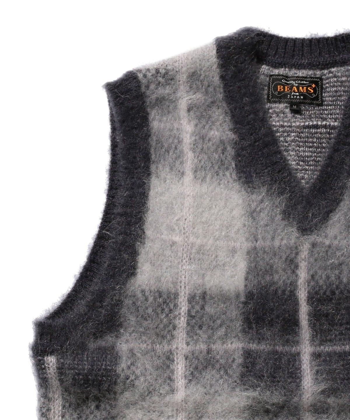 Beams Plus Mohair Check Pullover Knit Vest in Gray for Men   Lyst