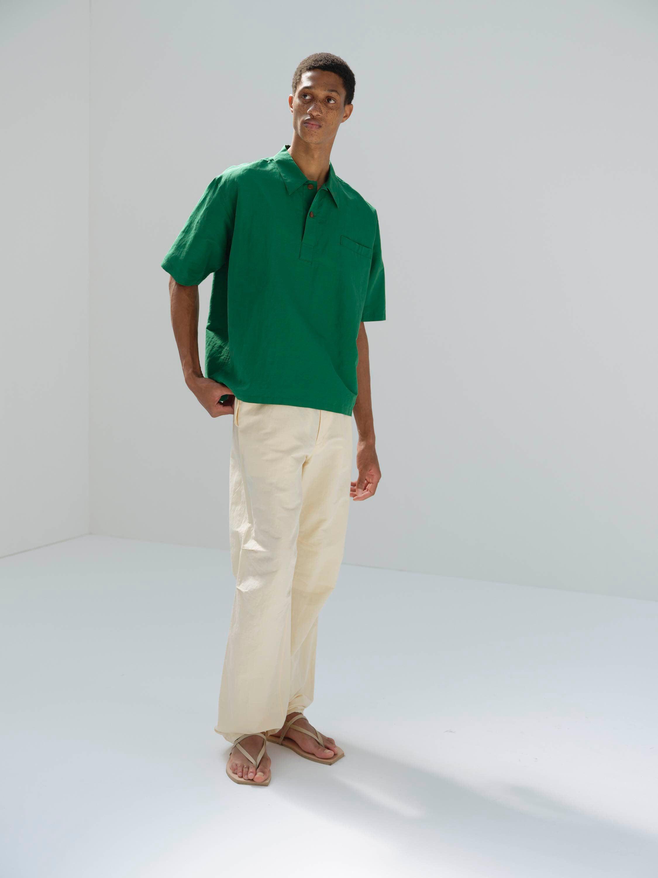 AURALEE High Density Finx Linen Weather Half Sleeved Shirts in