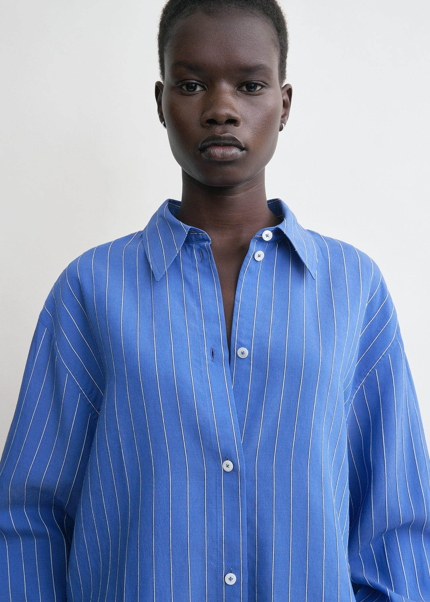 TOTEME Striped Summer Shirt Cobalt in Blue | Lyst