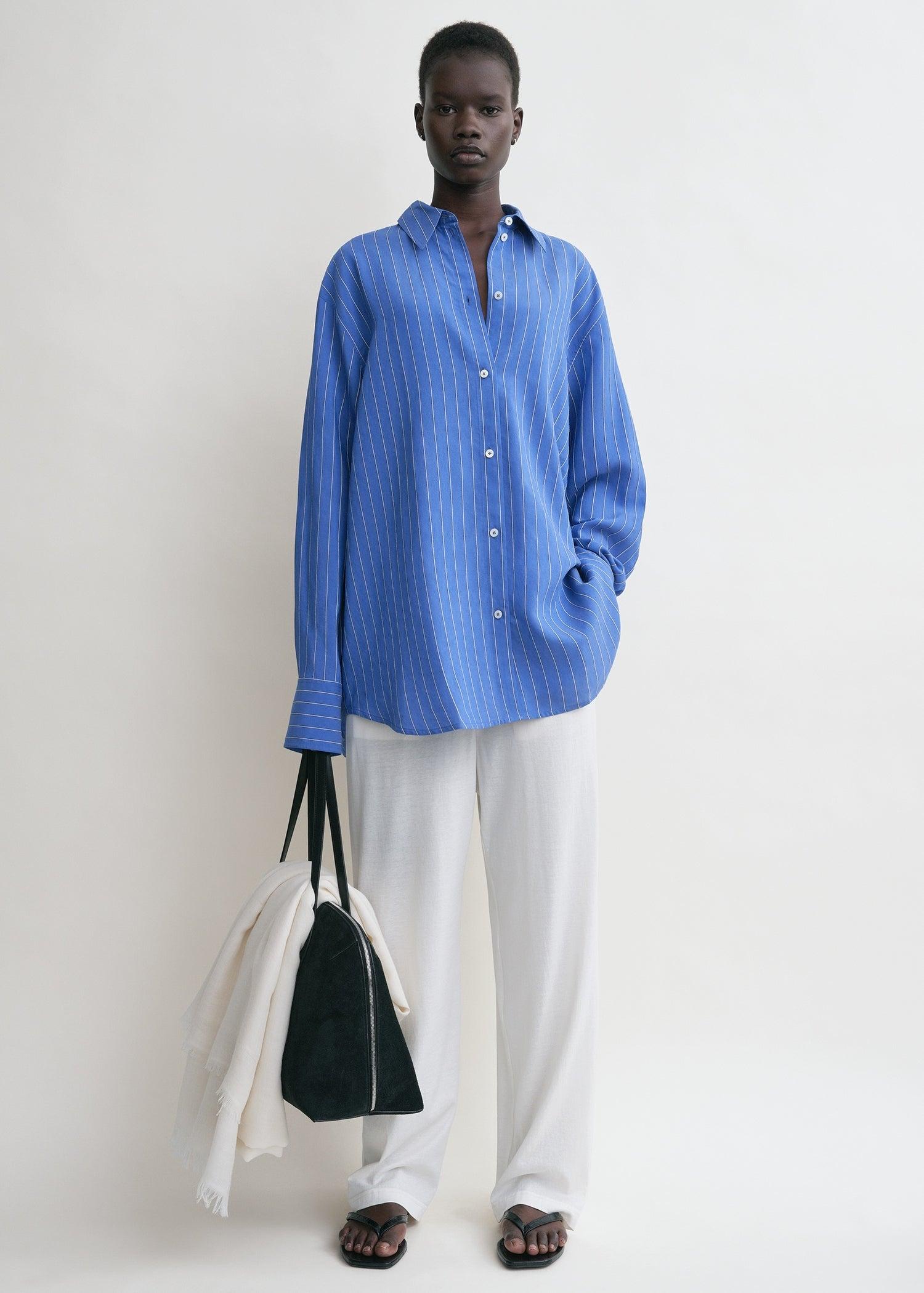 TOTEME Striped Summer Shirt Cobalt in Blue | Lyst