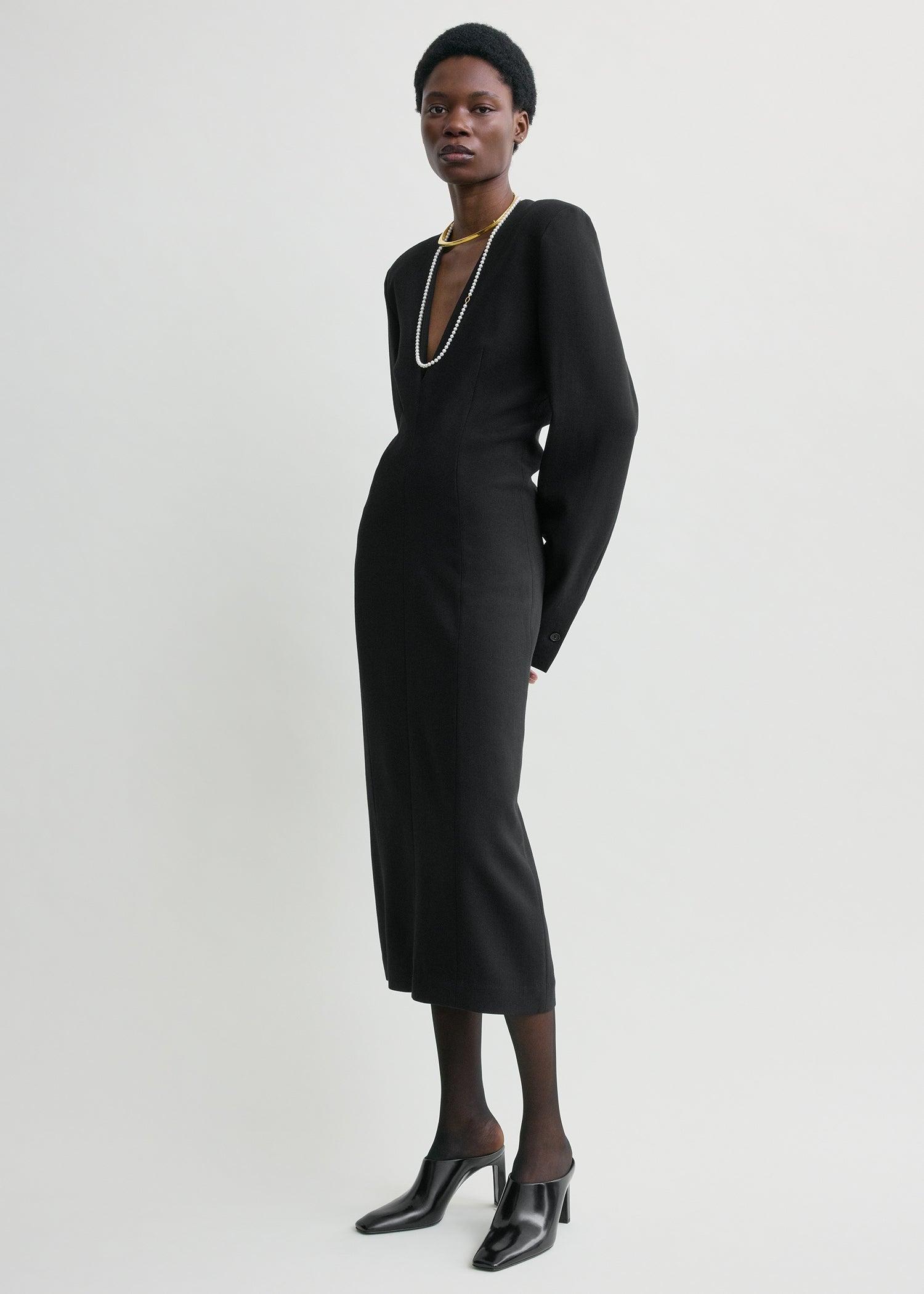 toteme ruched dress Slouch waist dress black  TOTEME