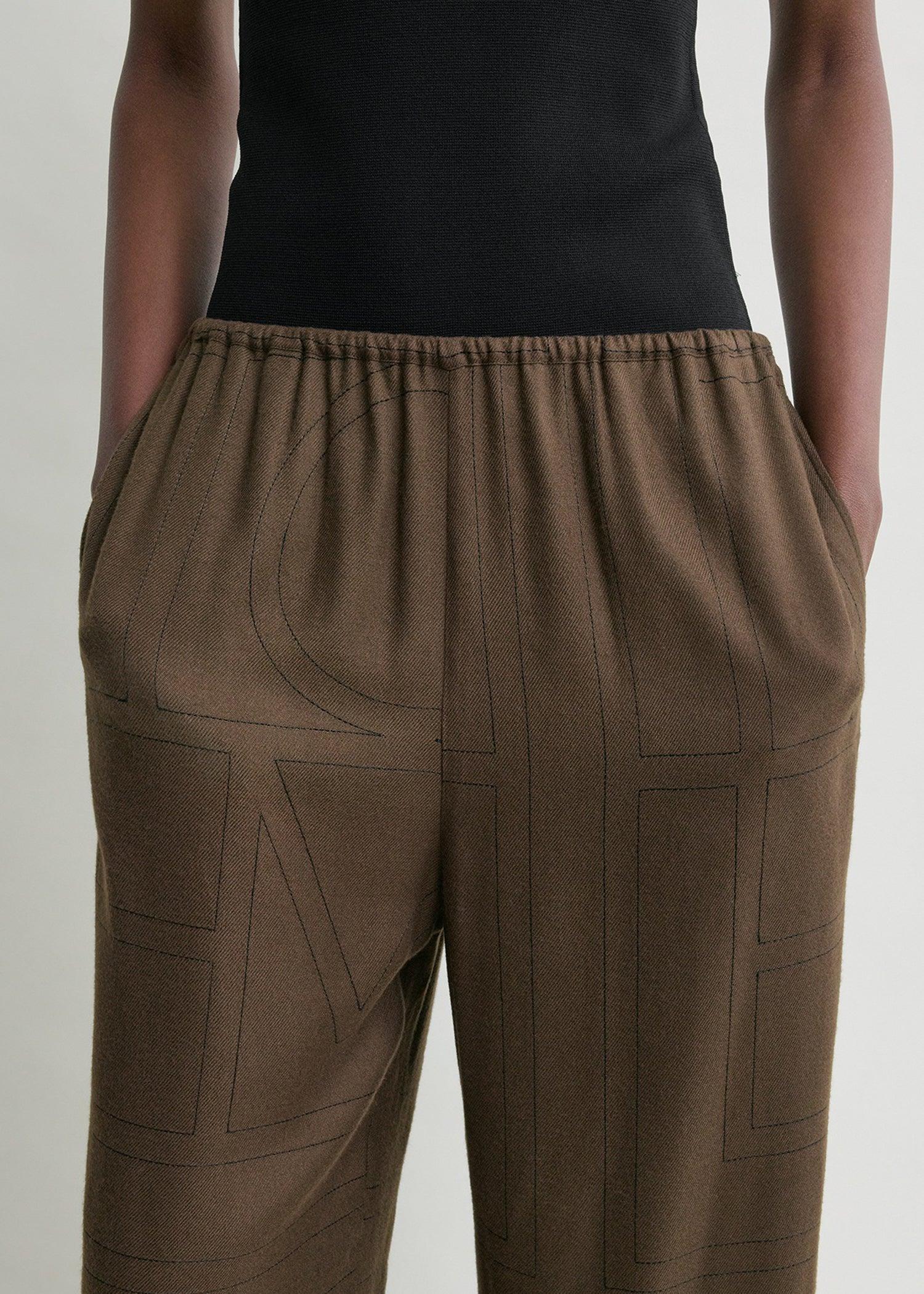 TOTEME Monogram Flannel Pj Bottoms in Brown | Lyst