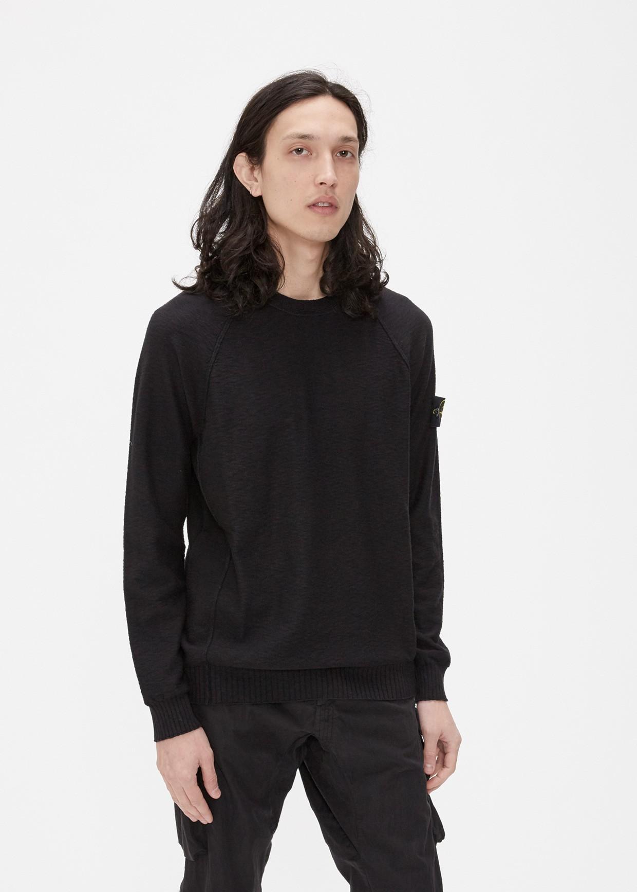 Stone Island Stocking Stitch Cotton-nylon Sweater in Black for Men - Lyst