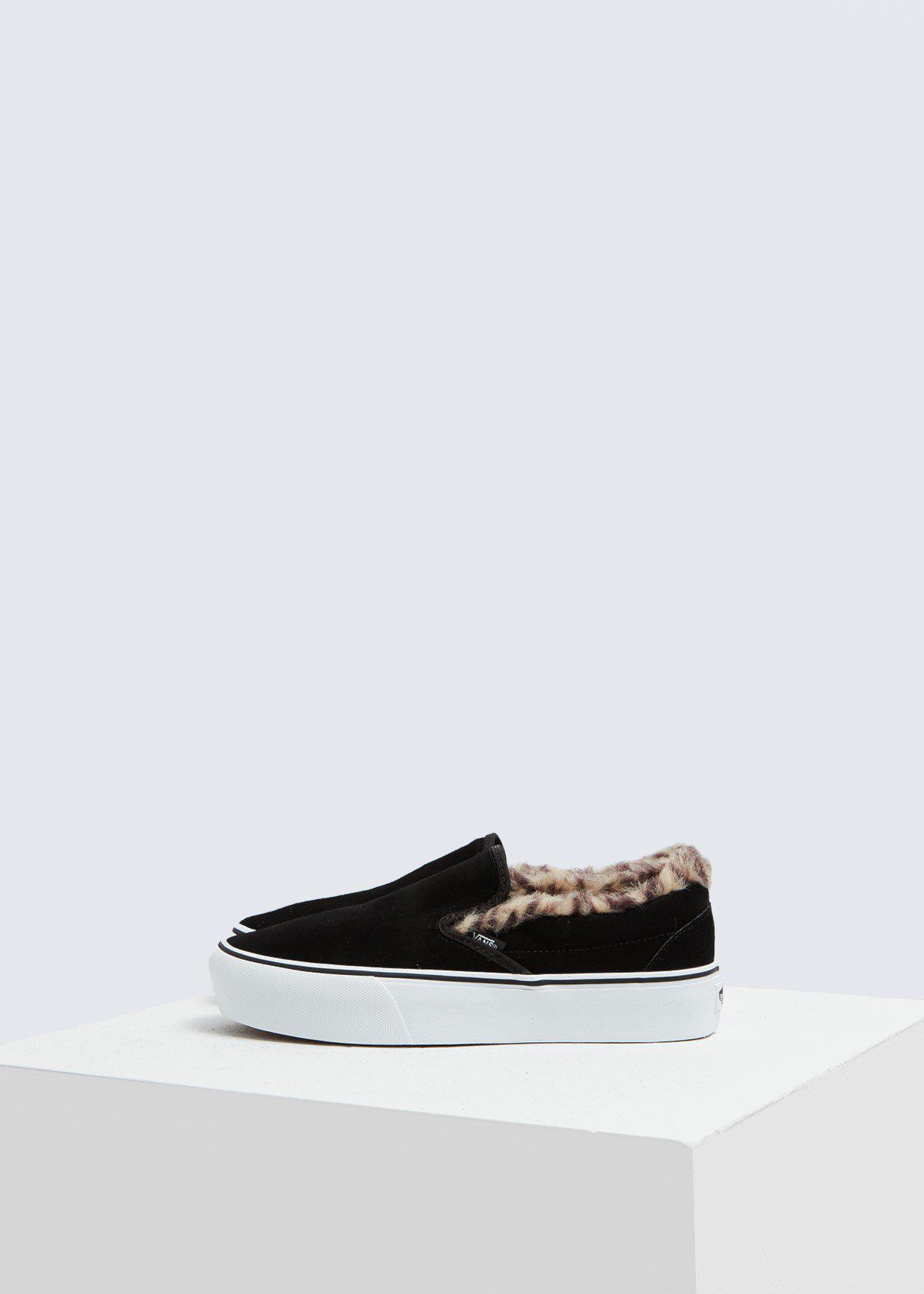 vans suede slip on platform leopard