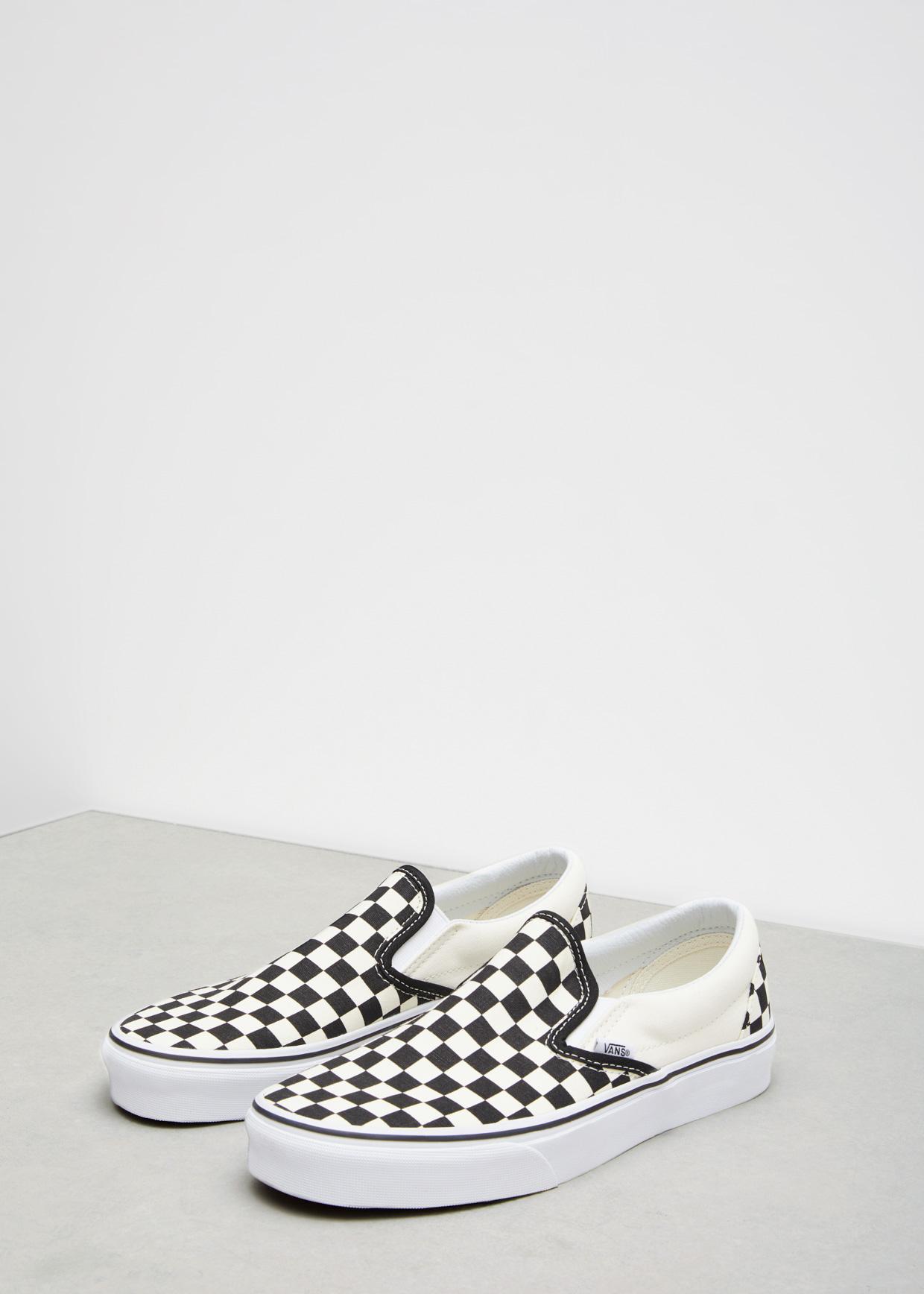 Vans Canvas Checkerboard Classic Slip-on Platform Shoes in White - Lyst