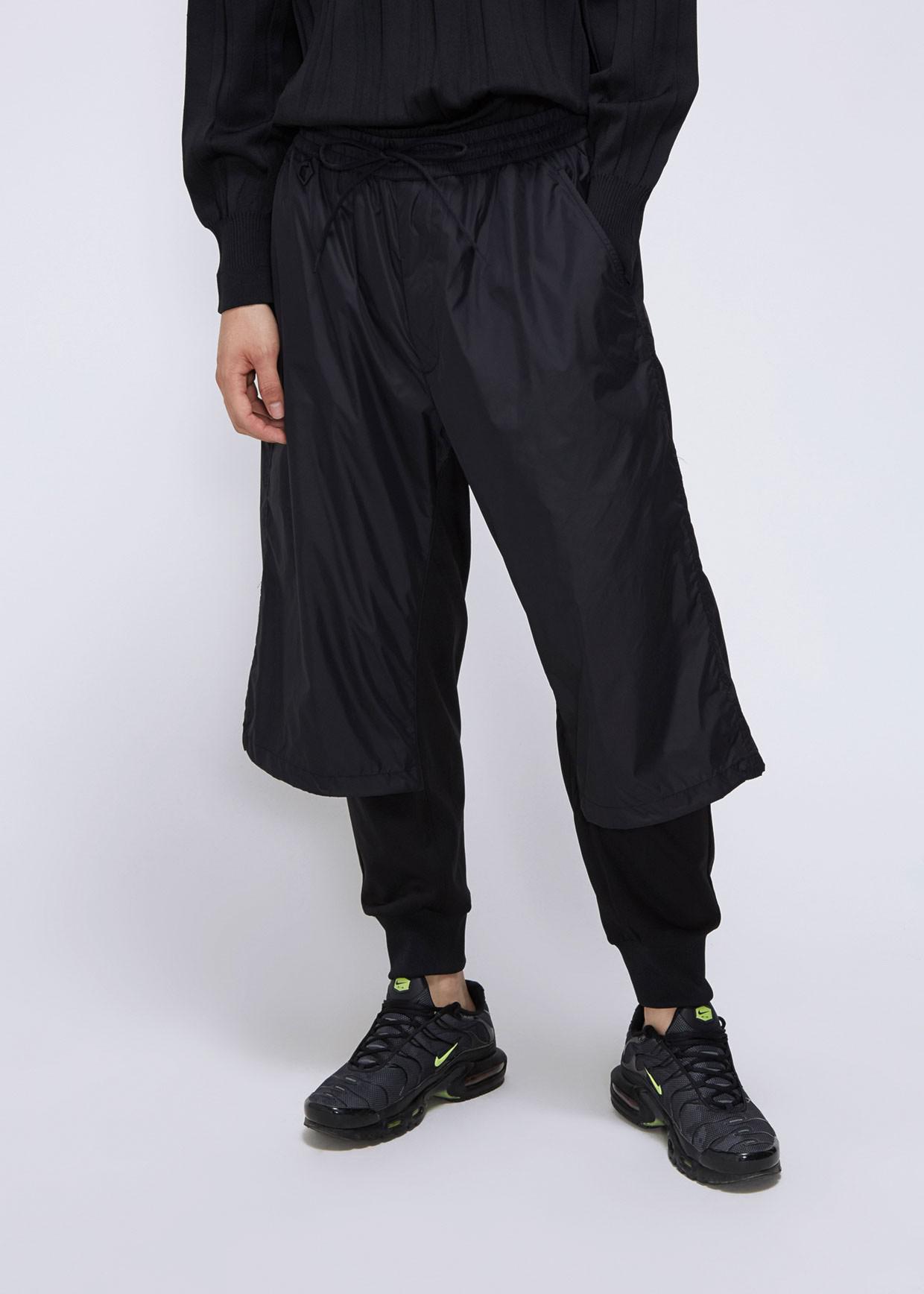 black nylon track pants