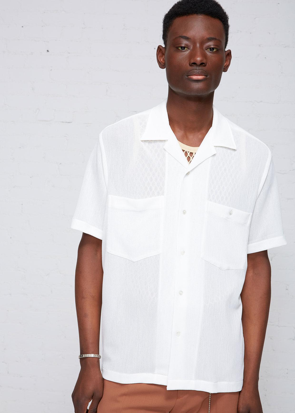 Cmmn Swdn Synthetic Dexter Open Collar Shirt In White For Men Lyst