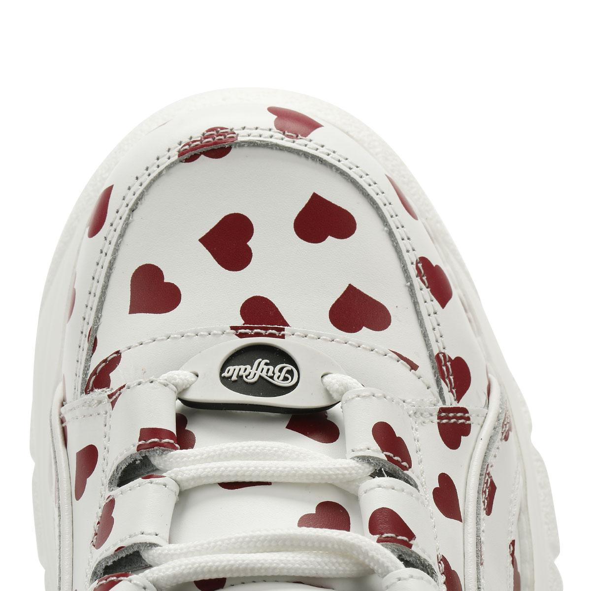 Buffalo White And Red Heart Print Cyber Platform Leather Sneakers - Lyst
