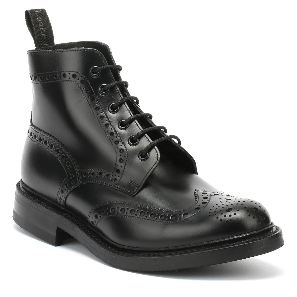 Loake Leather Mens Black Calf Bedale Brogue Boots for Men - Lyst