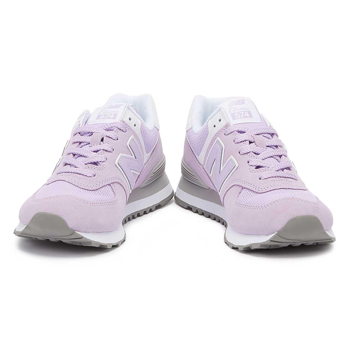 womens new balance purple 574 suede mesh trainers