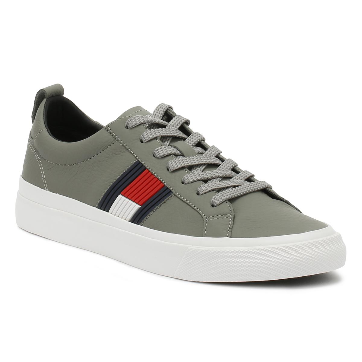 tommy hilfiger flag detail leather trainer