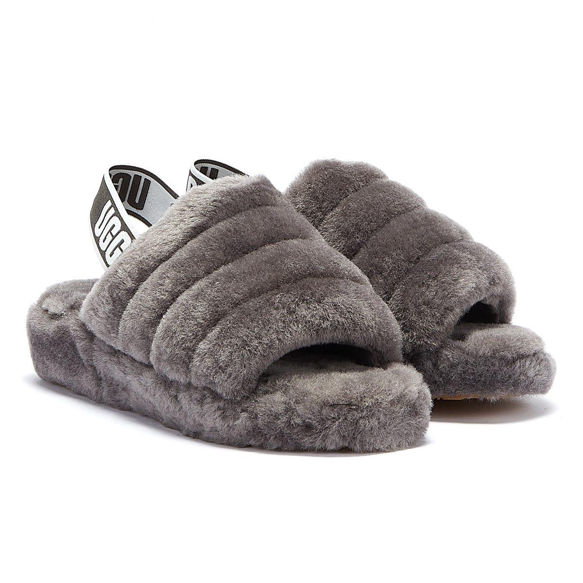 fluffy slides grey