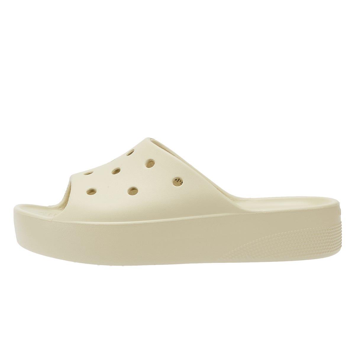 platform crocs cream
