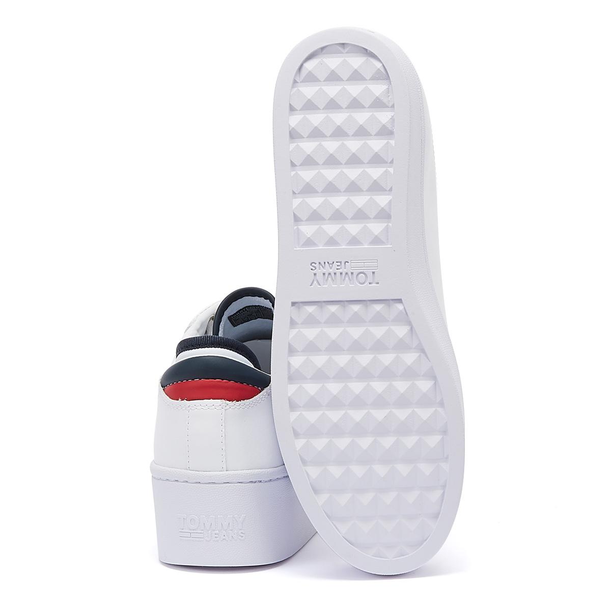 tommy hilfiger white & navy flatform flag sneaker trainers